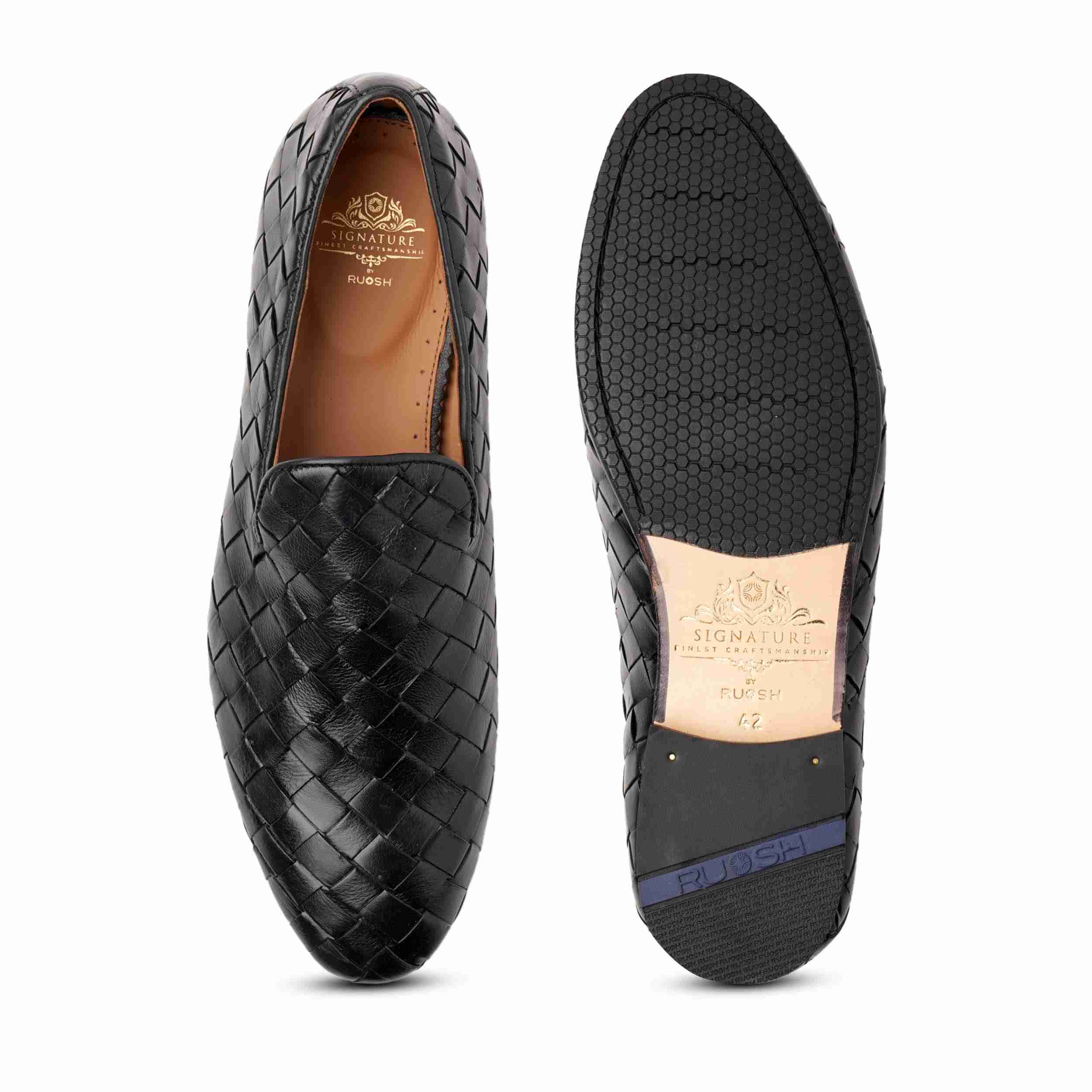 The Cusko Black Men Woven Occasion Slip-On Ruosh