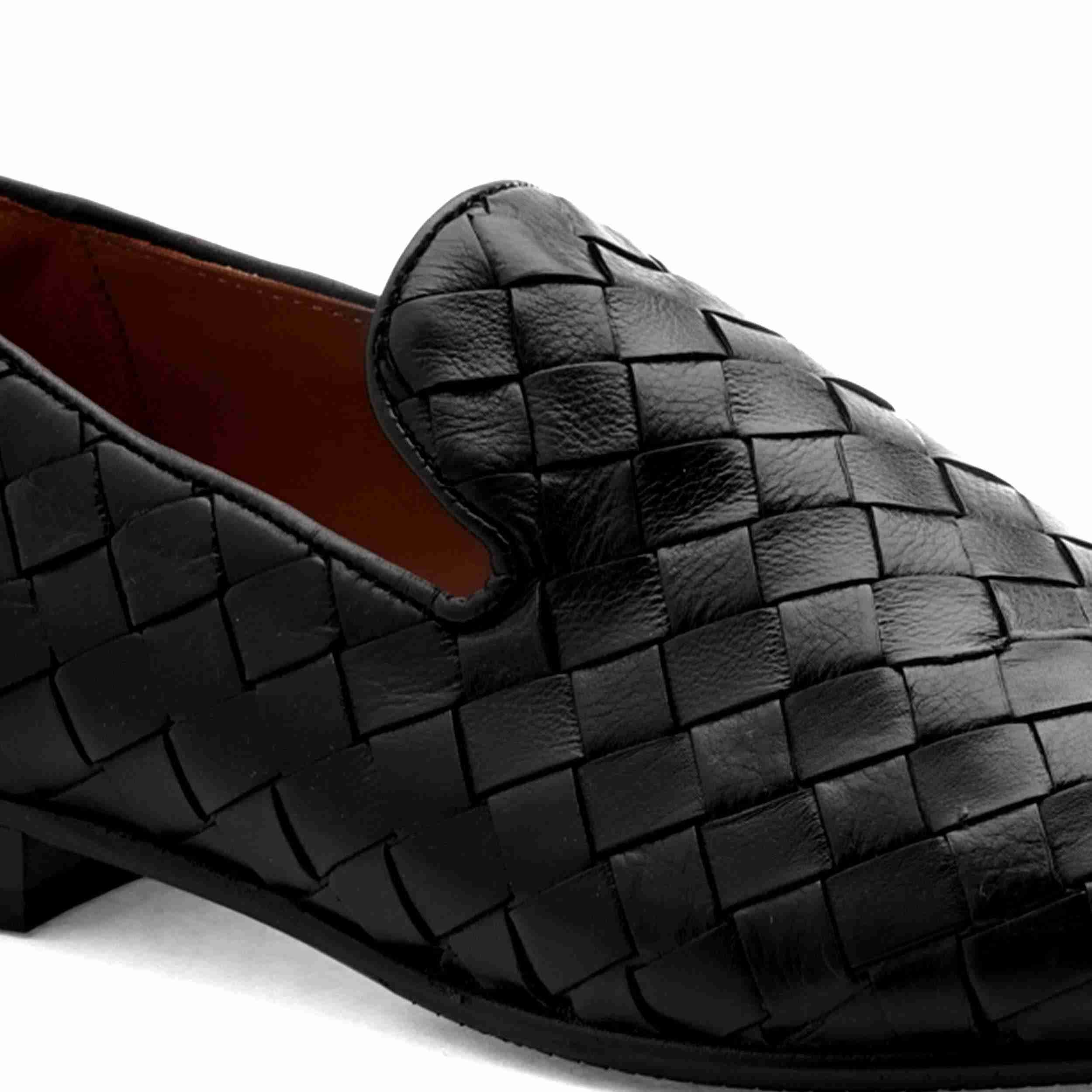 The Cusko Black Men Woven Occasion Slip-On Ruosh