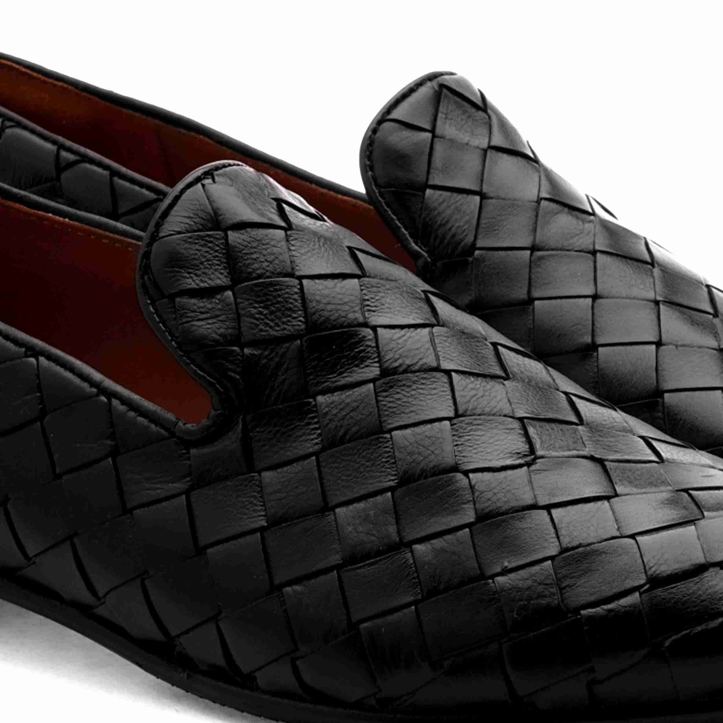 The Cusko Black Men Woven Occasion Slip-On Ruosh