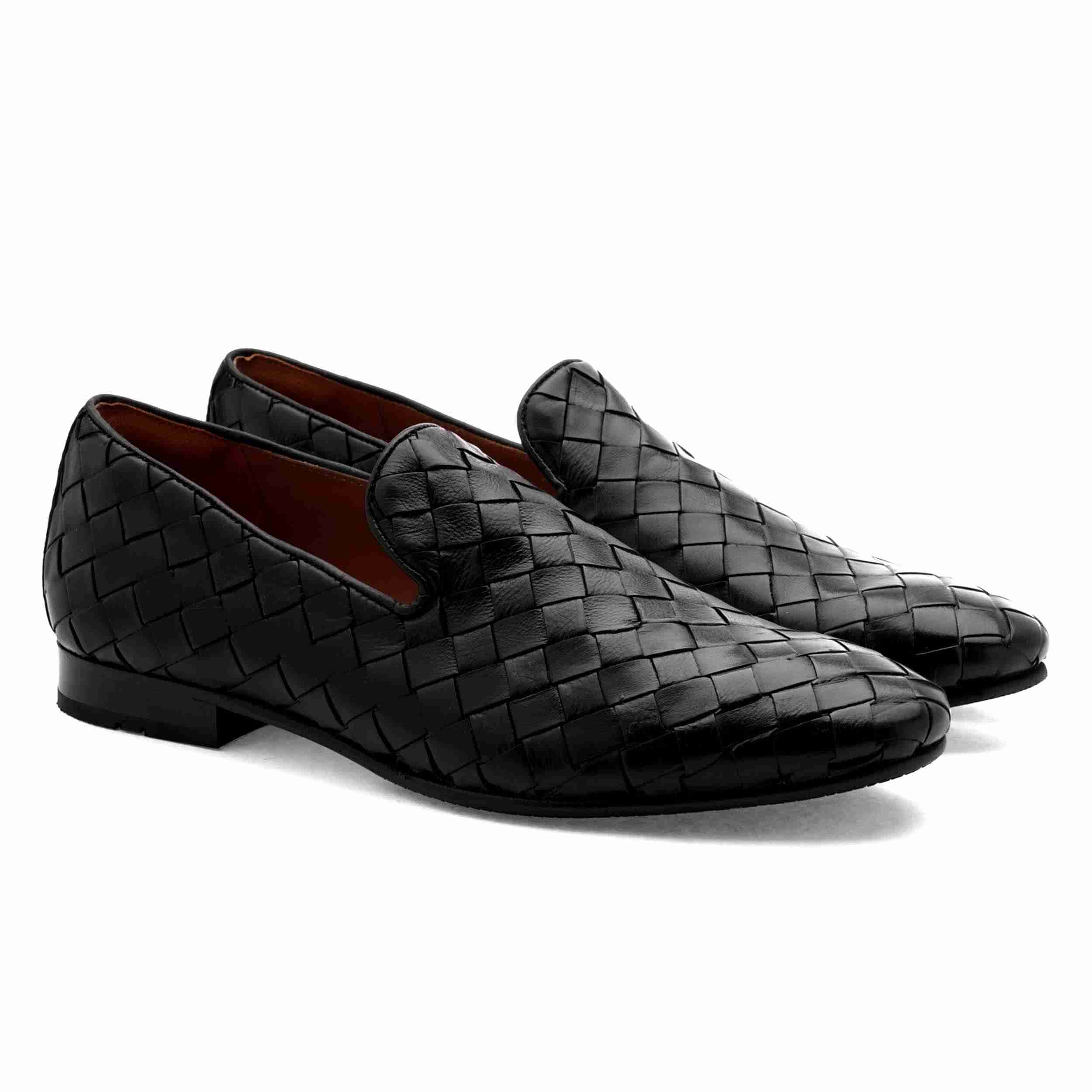 The Cusko Black Men Woven Occasion Slip-On Ruosh