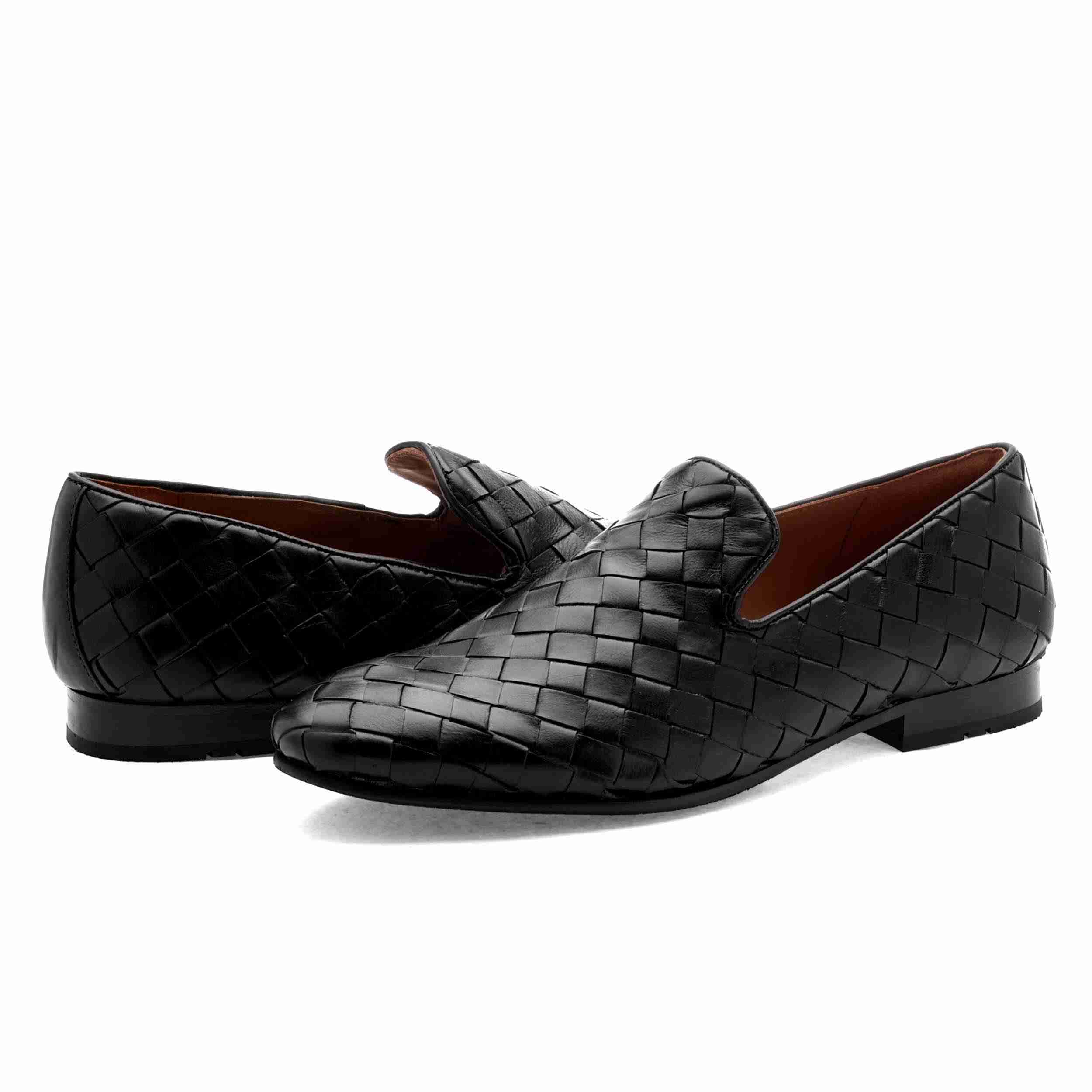 The Cusko Black Men Woven Occasion Slip-On Ruosh
