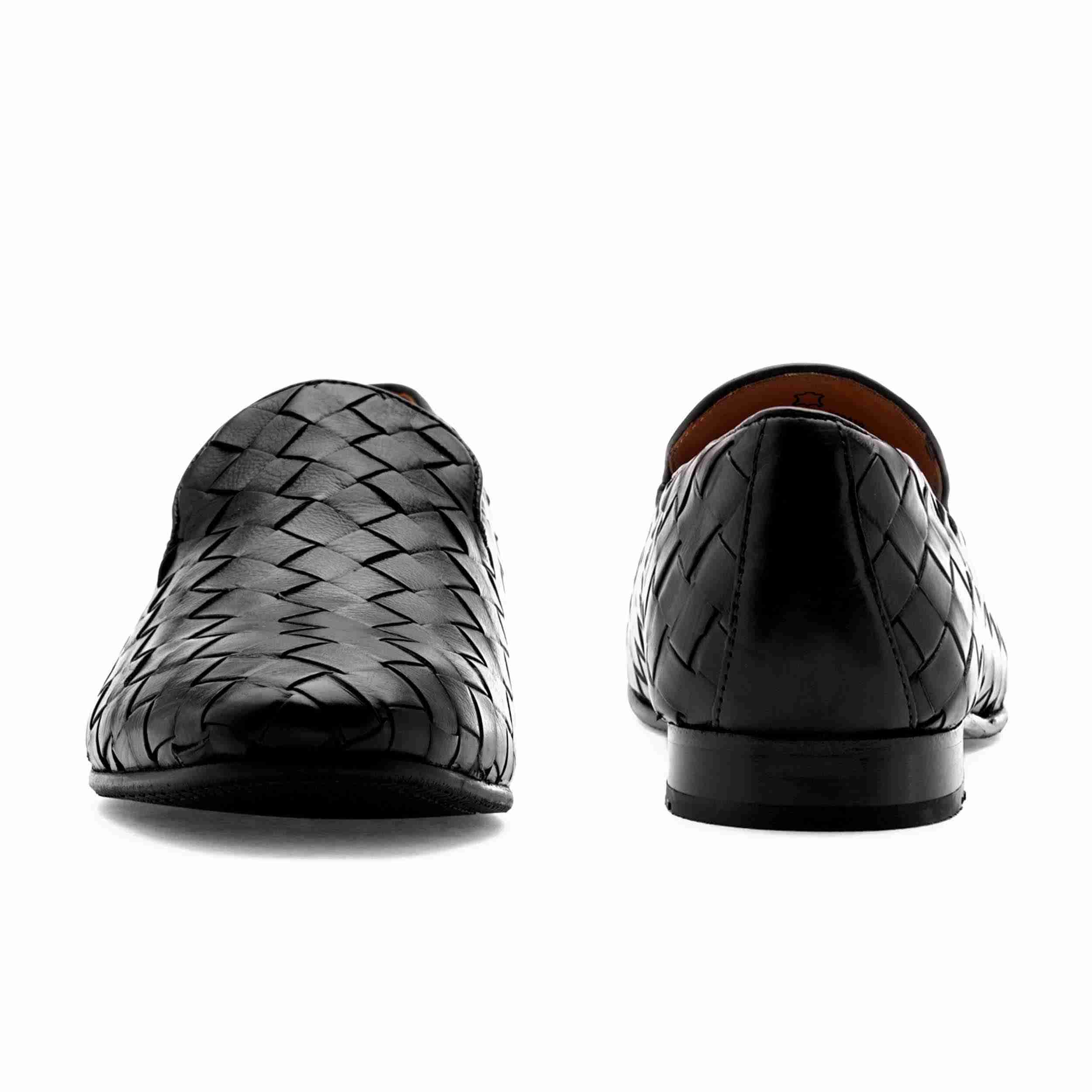 The Cusko Black Men Woven Occasion Slip-On Ruosh