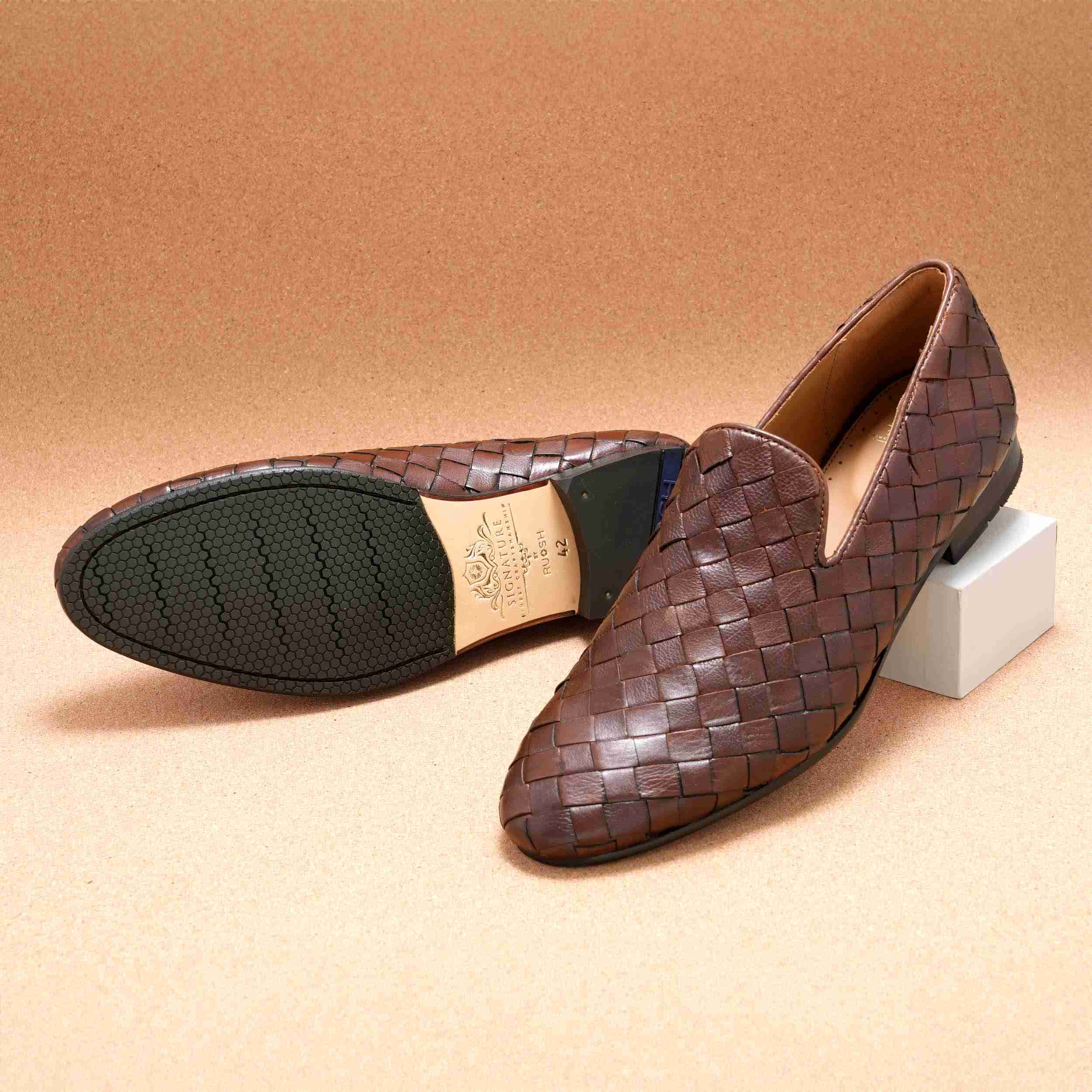 The Cusko Tan Men Woven Occasion Slip-On Ruosh