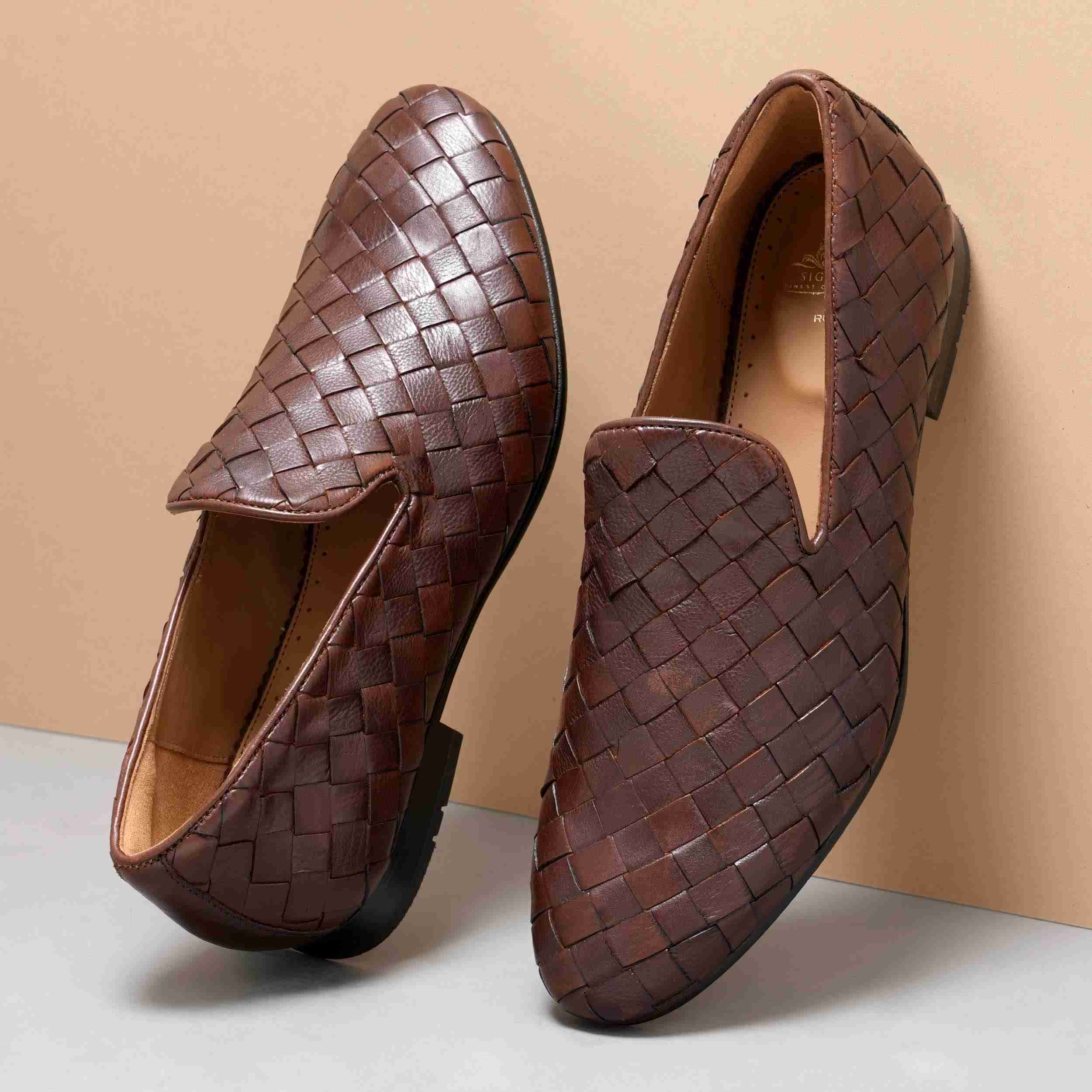The Cusko Tan Men Woven Occasion Slip-On Ruosh