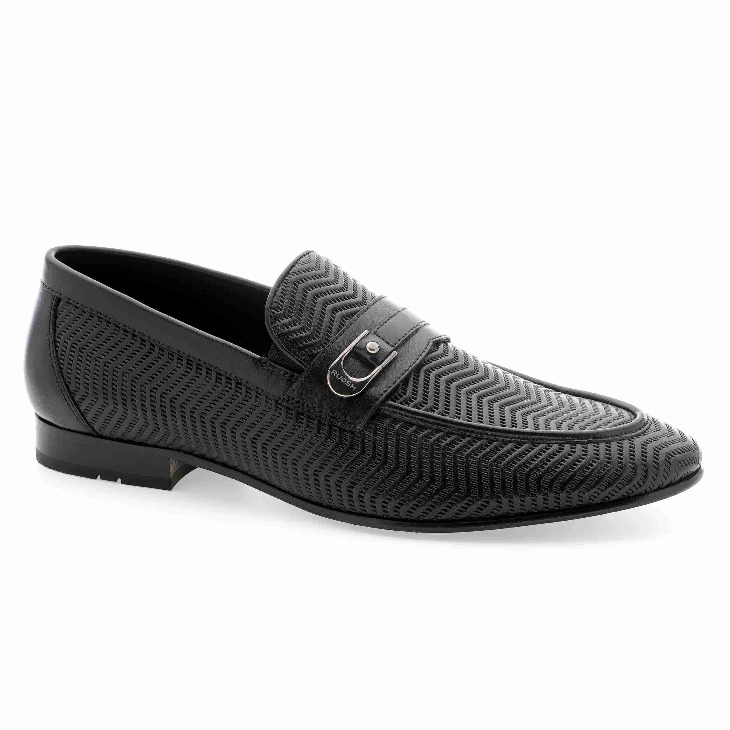 The Duke Black Men Occasion Textured Slip On Ruosh