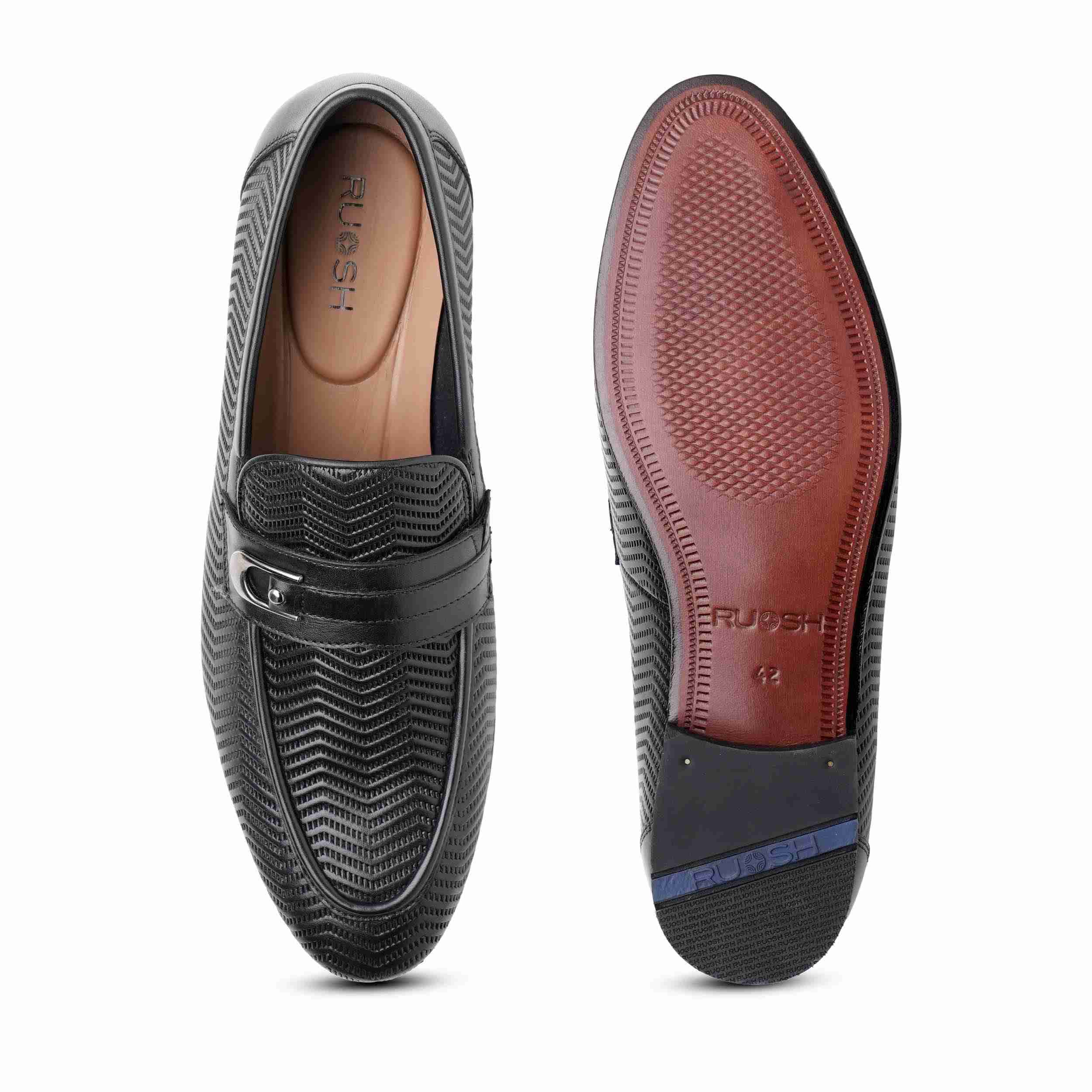The Duke Black Men Occasion Textured Slip On Ruosh