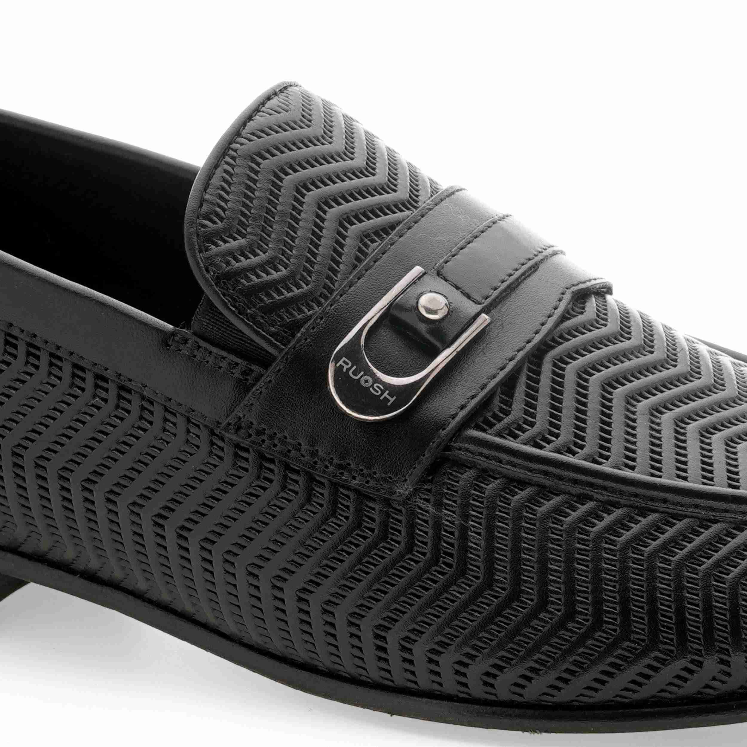 The Duke Black Men Occasion Textured Slip On Ruosh
