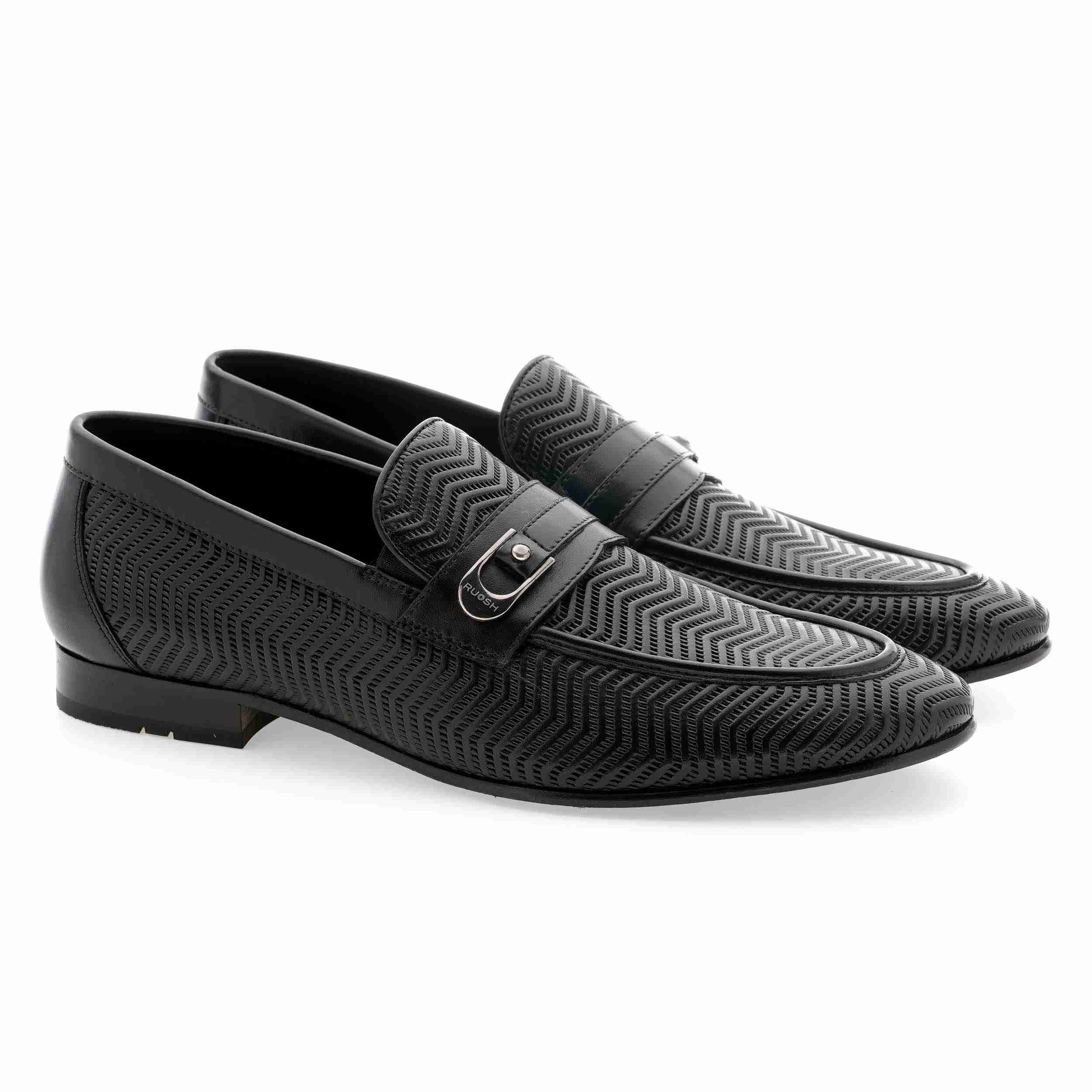 The Duke Black Men Occasion Textured Slip On Ruosh