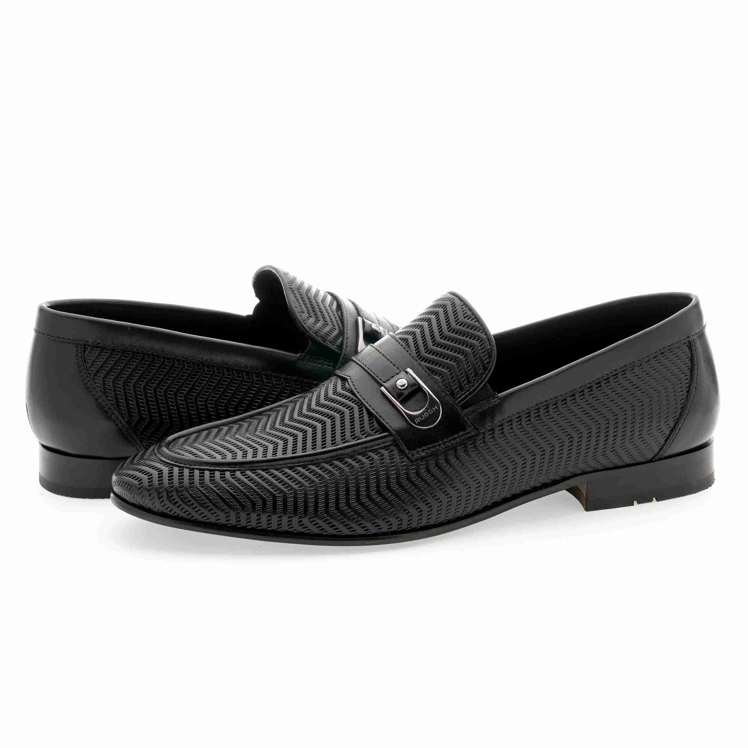 The Duke Black Men Occasion Textured Slip On Ruosh