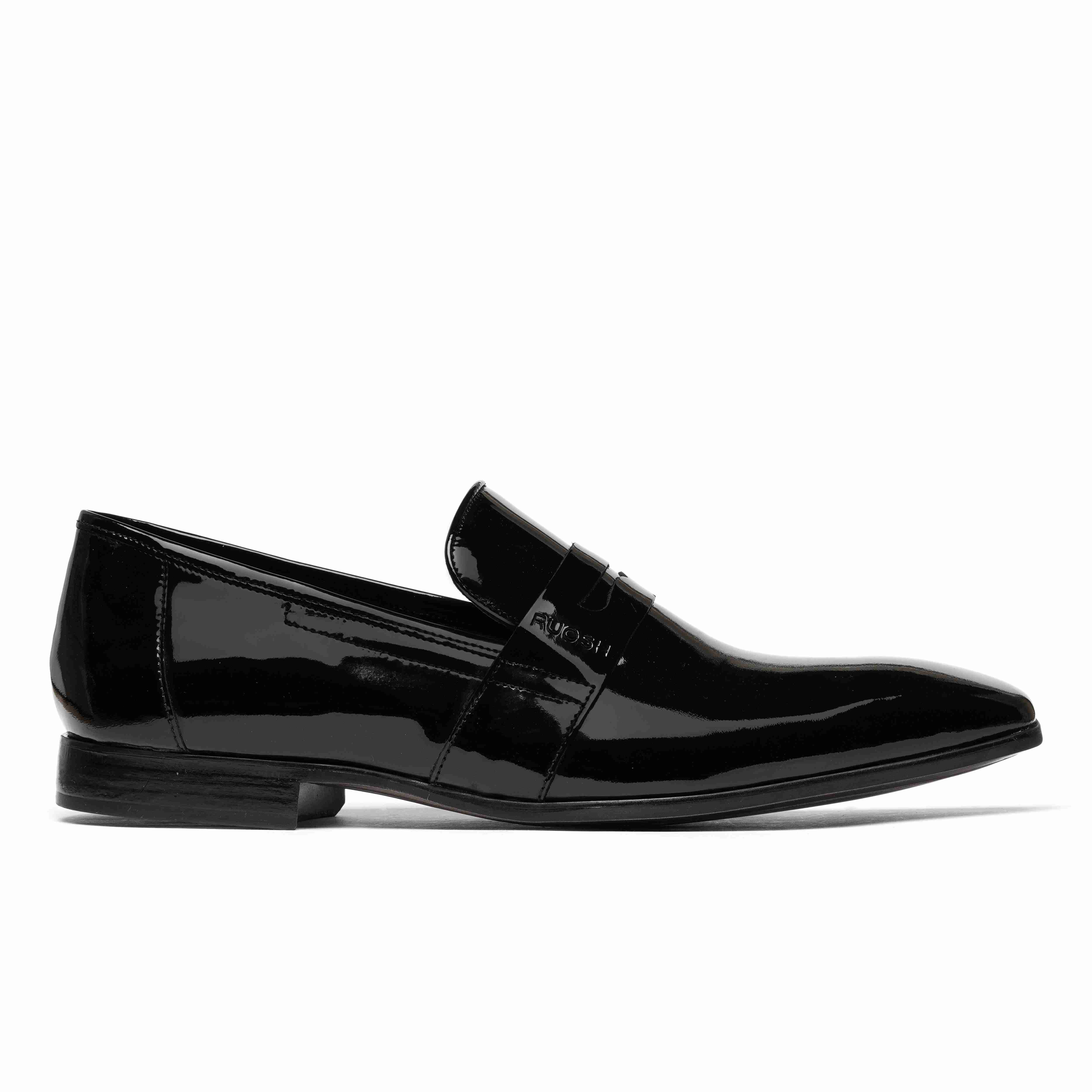 The King Ruosh Men Black Patent Slip-On