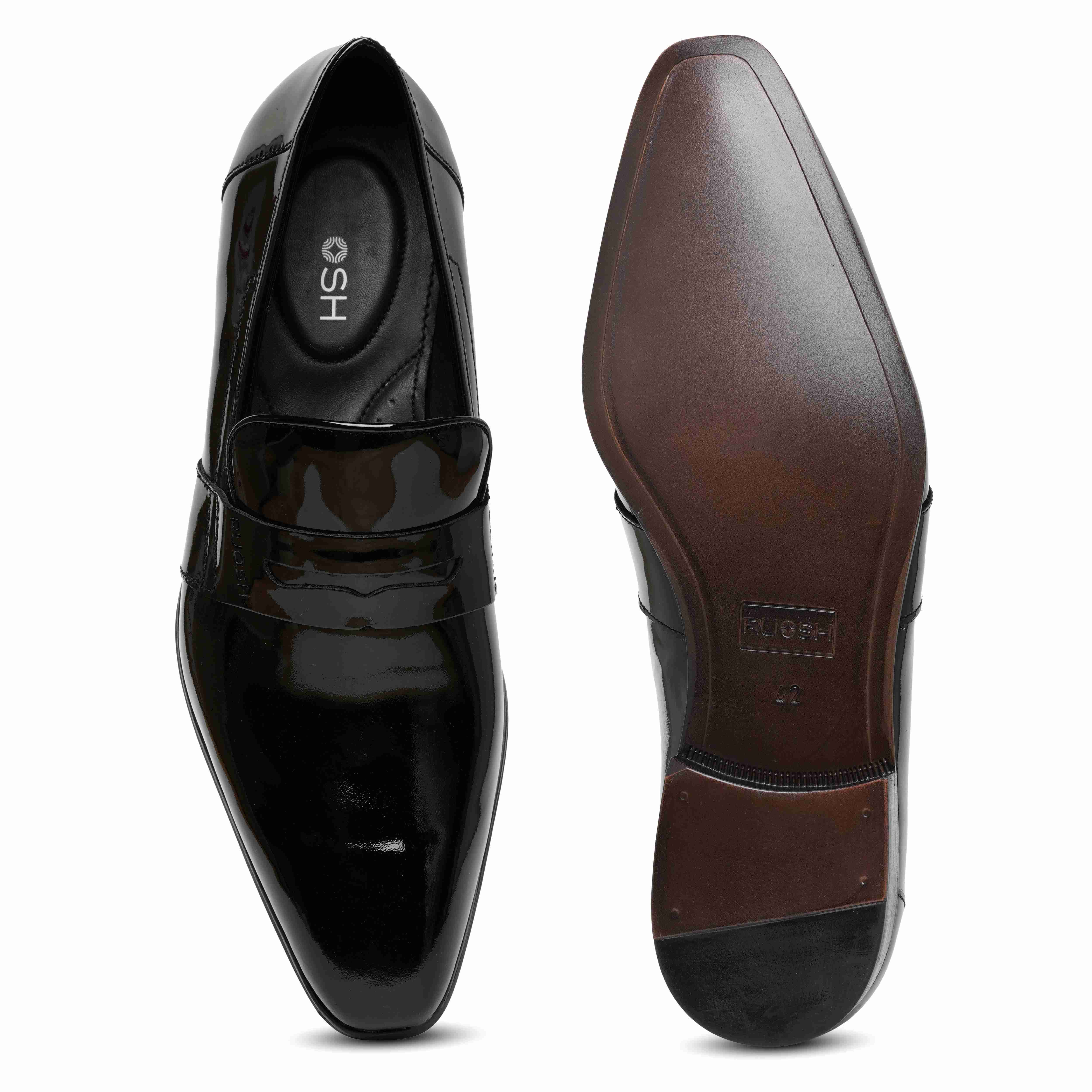 The King Ruosh Men Black Patent Slip-On