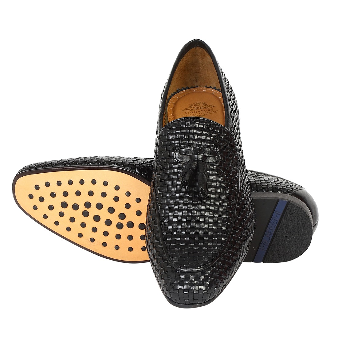 The Lando Ruosh Men Black Handwoven Tassel Loafer