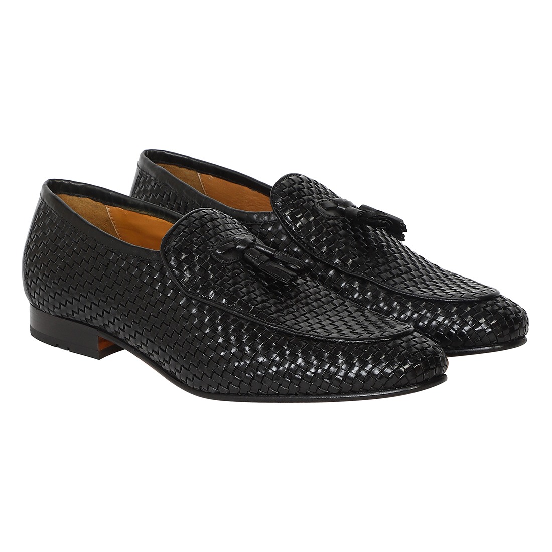 The Lando Ruosh Men Black Handwoven Tassel Loafer