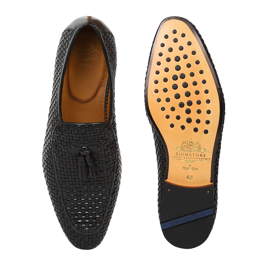 The Lando Ruosh Men Black Handwoven Tassel Loafer