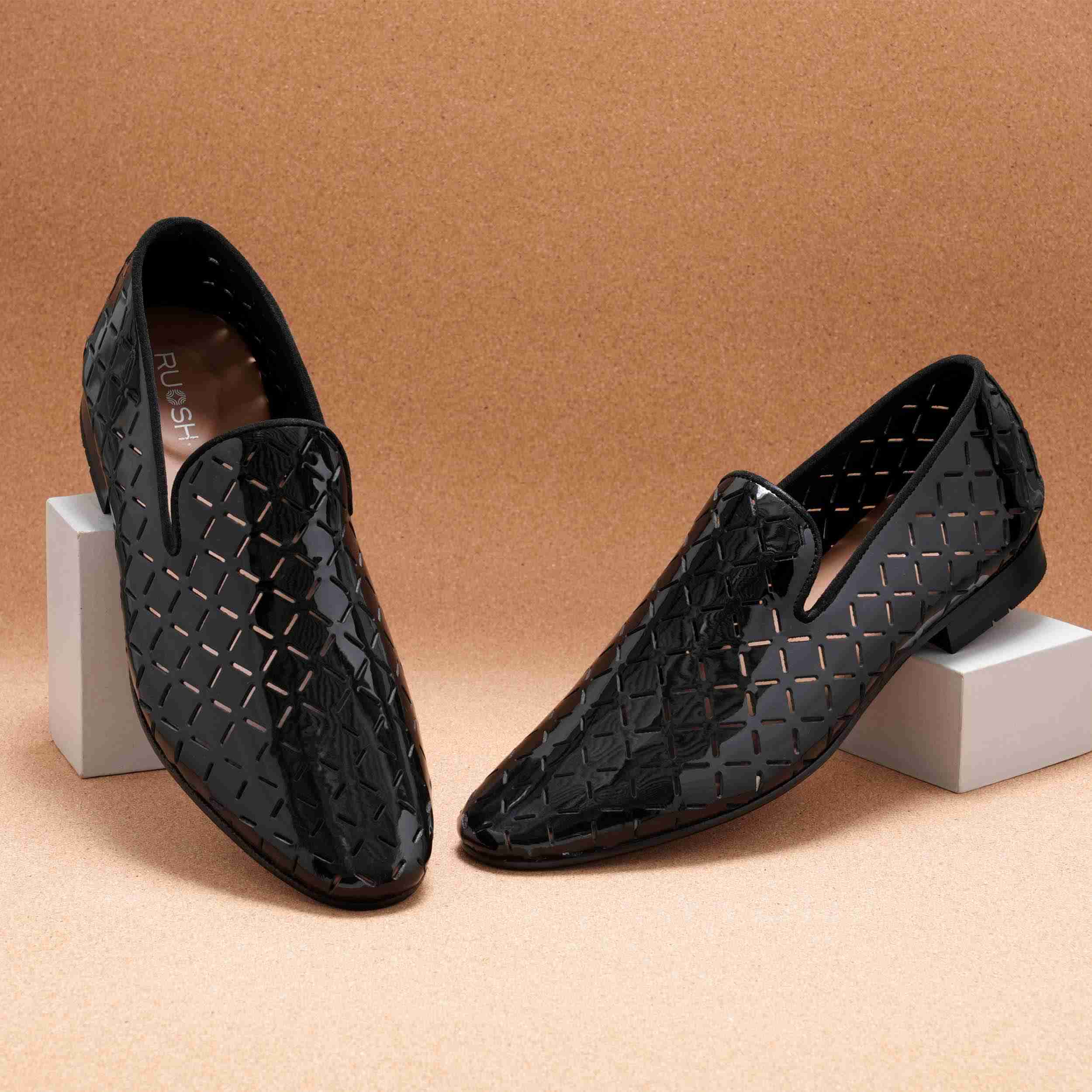 The Kotan Black Men Patent Occasion Slip-On Ruosh