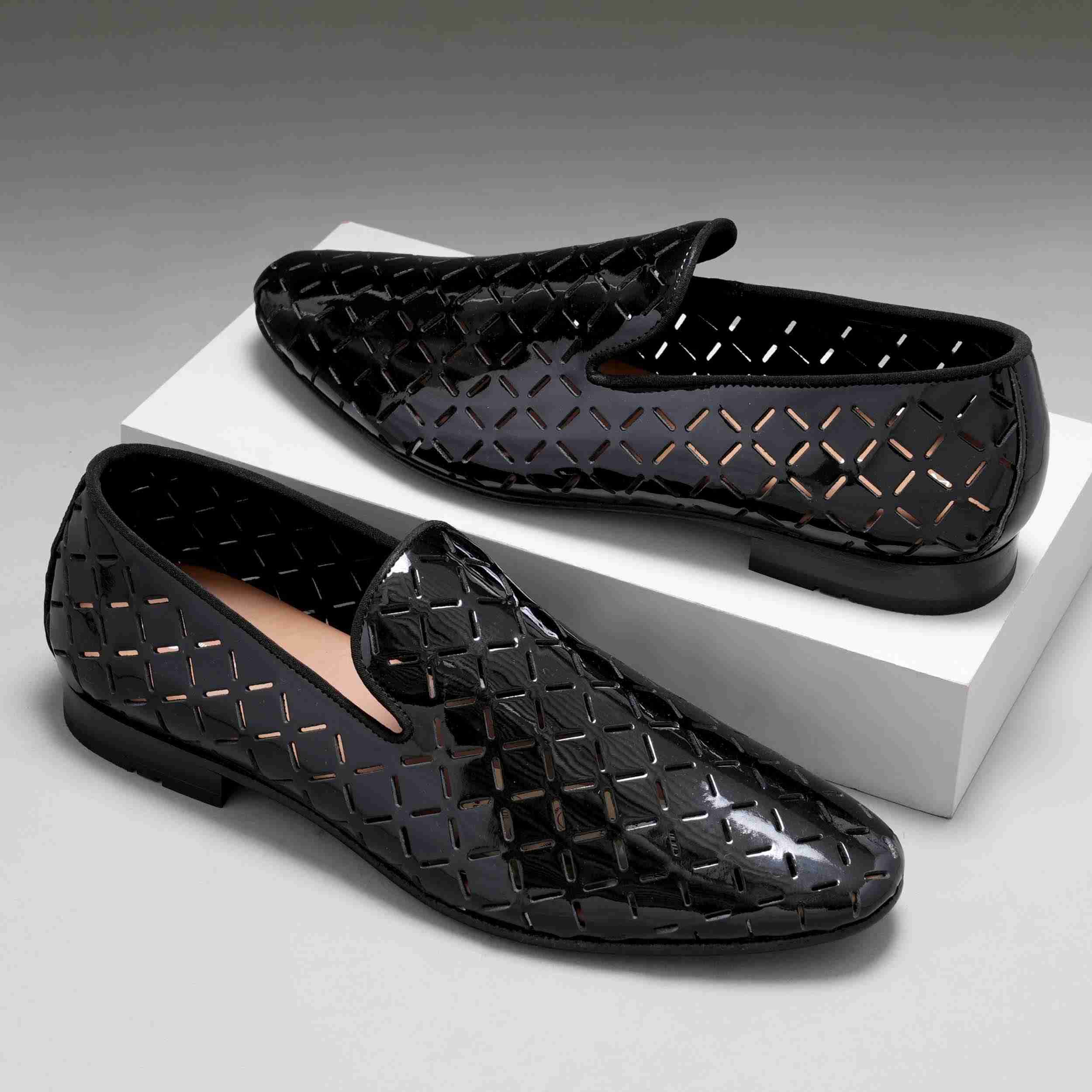 The Kotan Black Men Patent Occasion Slip-On Ruosh