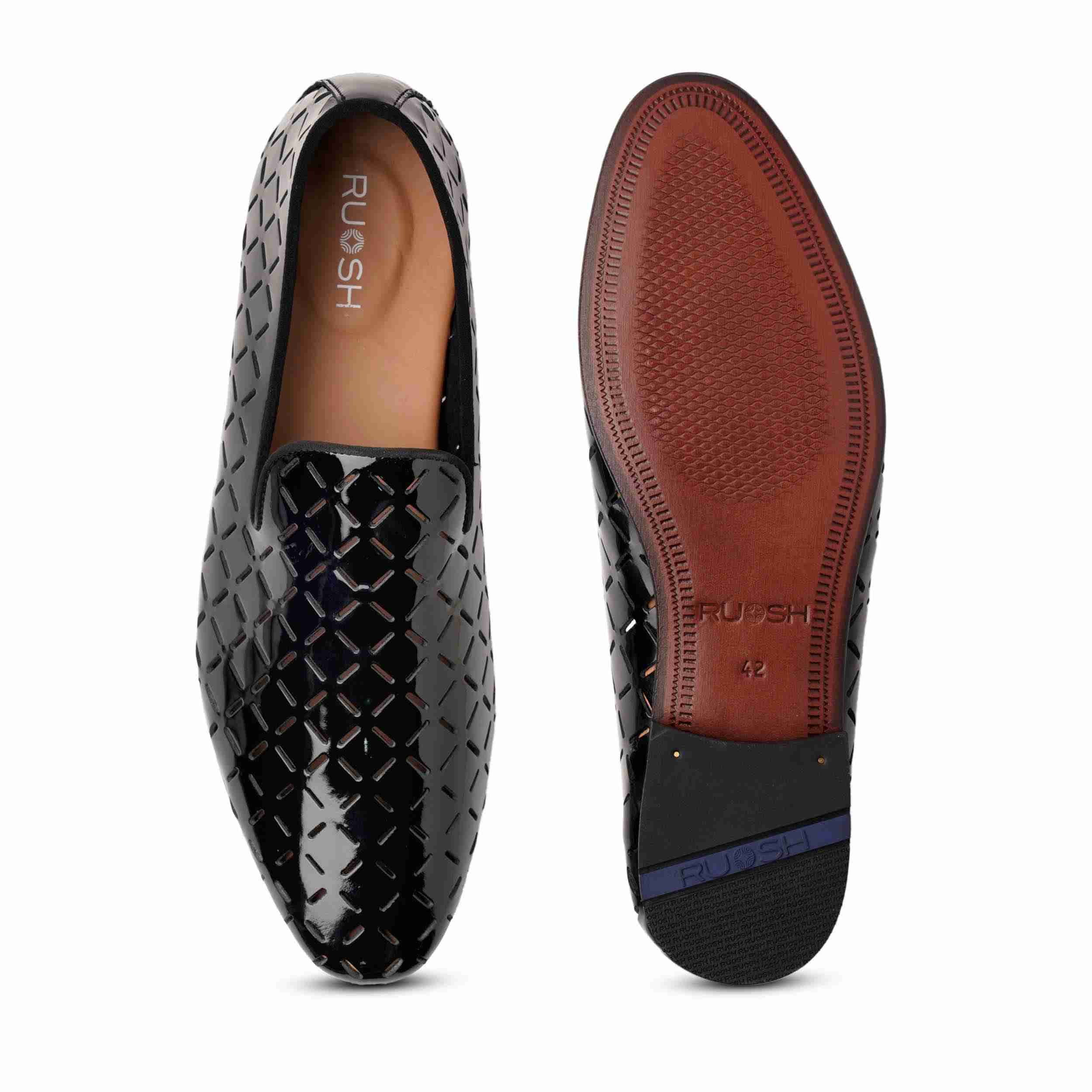 The Kotan Black Men Patent Occasion Slip-On Ruosh