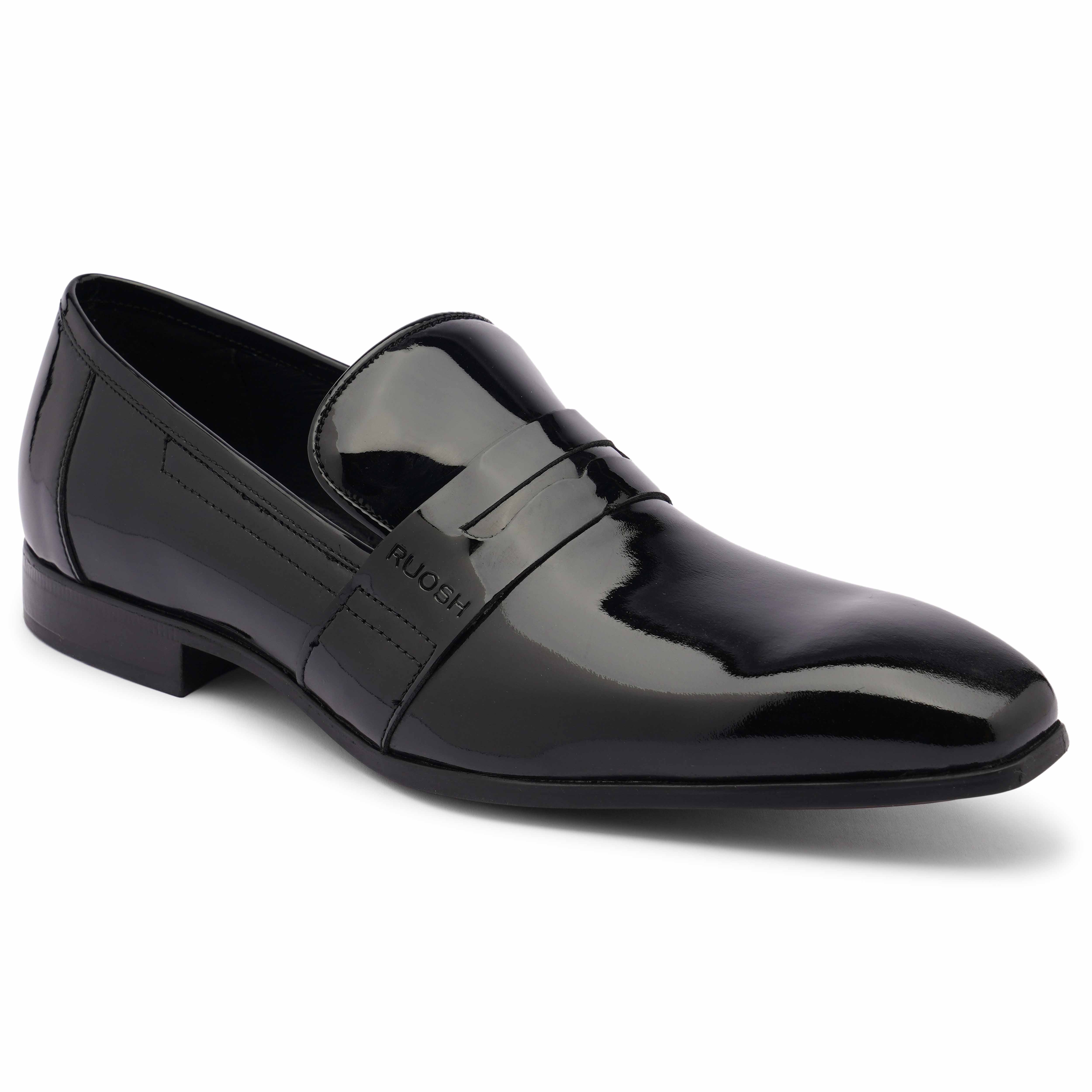 The King Ruosh Men Black Glossy Patent Slip-On