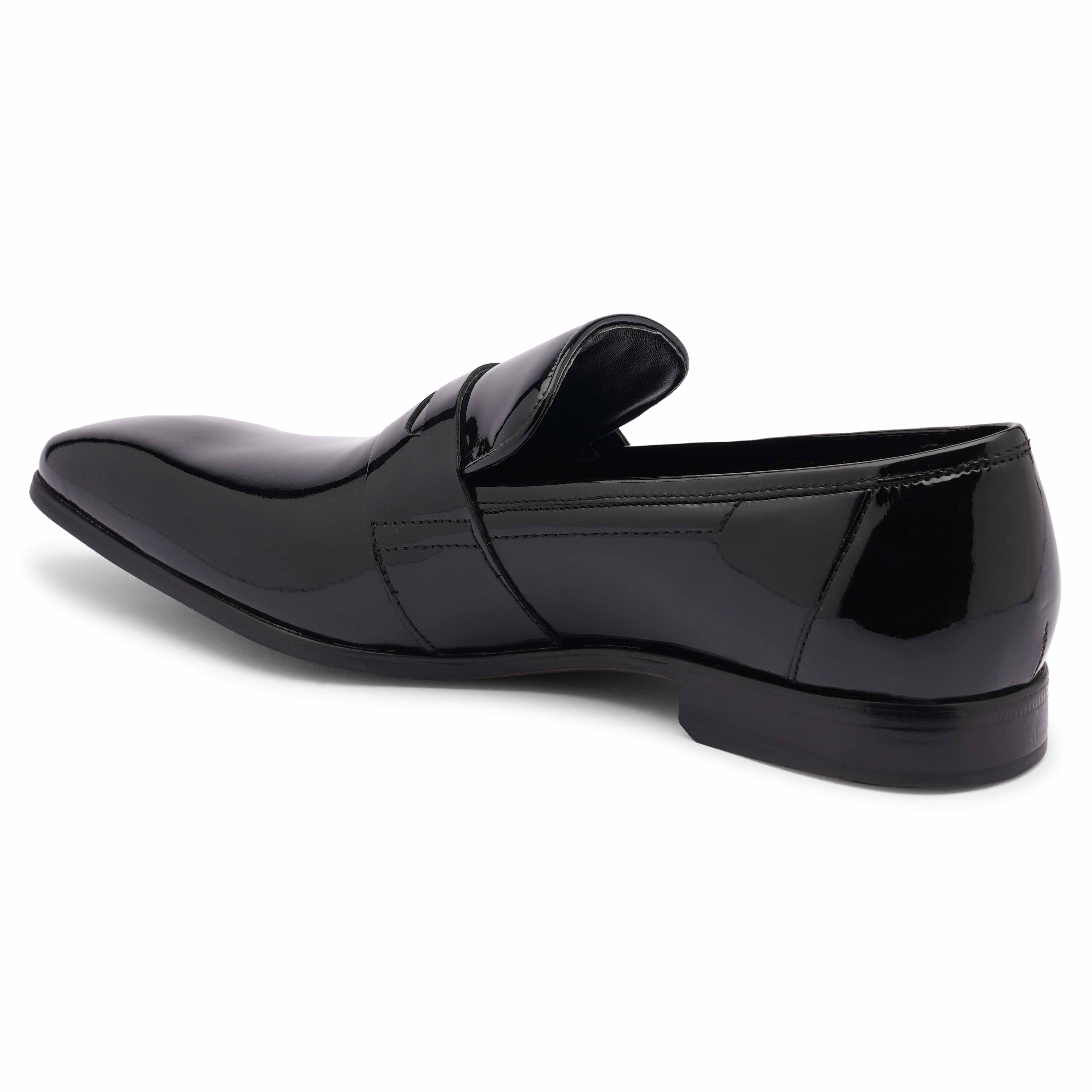 The King Ruosh Men Black Glossy Patent Slip-On
