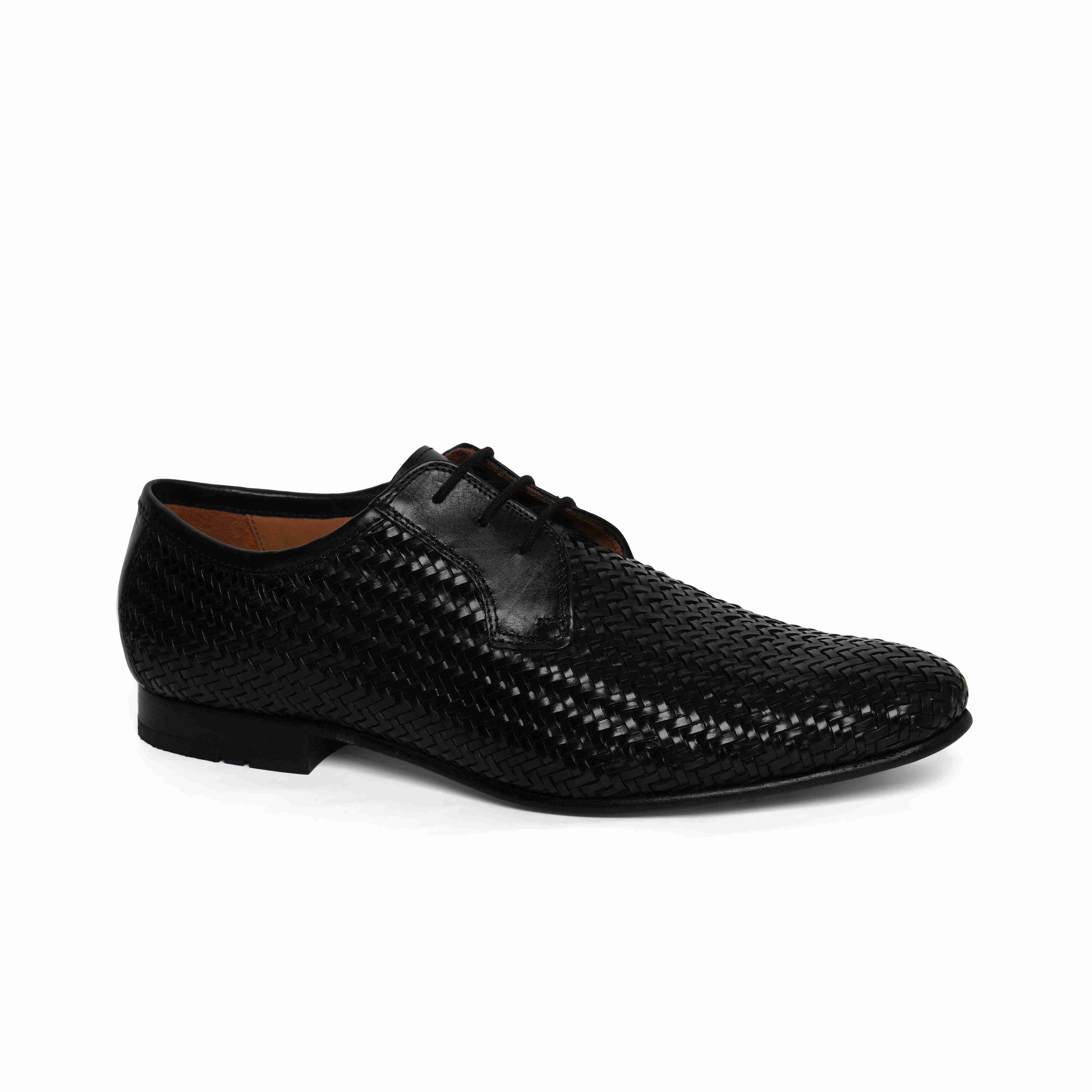 The Lando Ruosh Men Black Handwoven Derby
