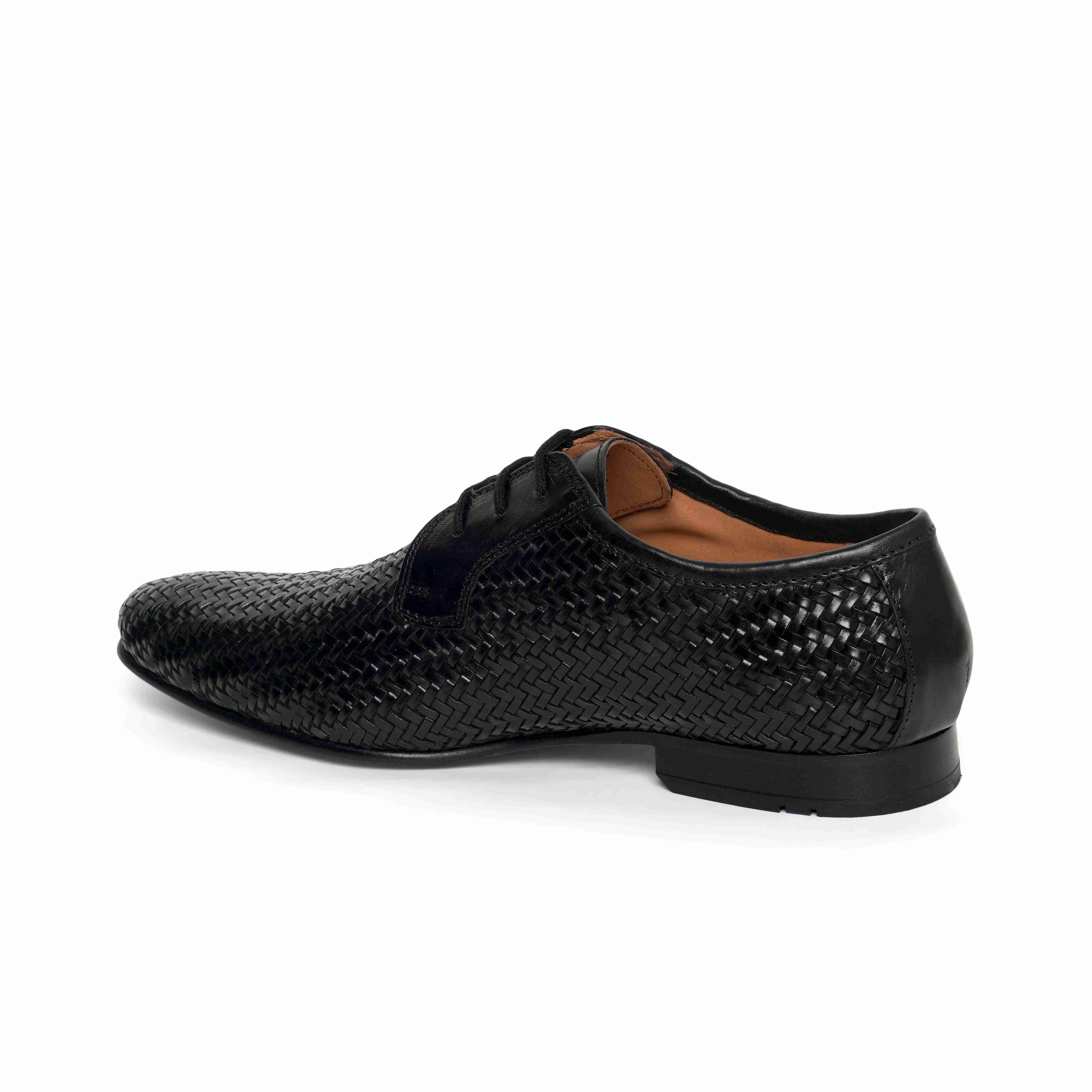 The Lando Ruosh Men Black Handwoven Derby