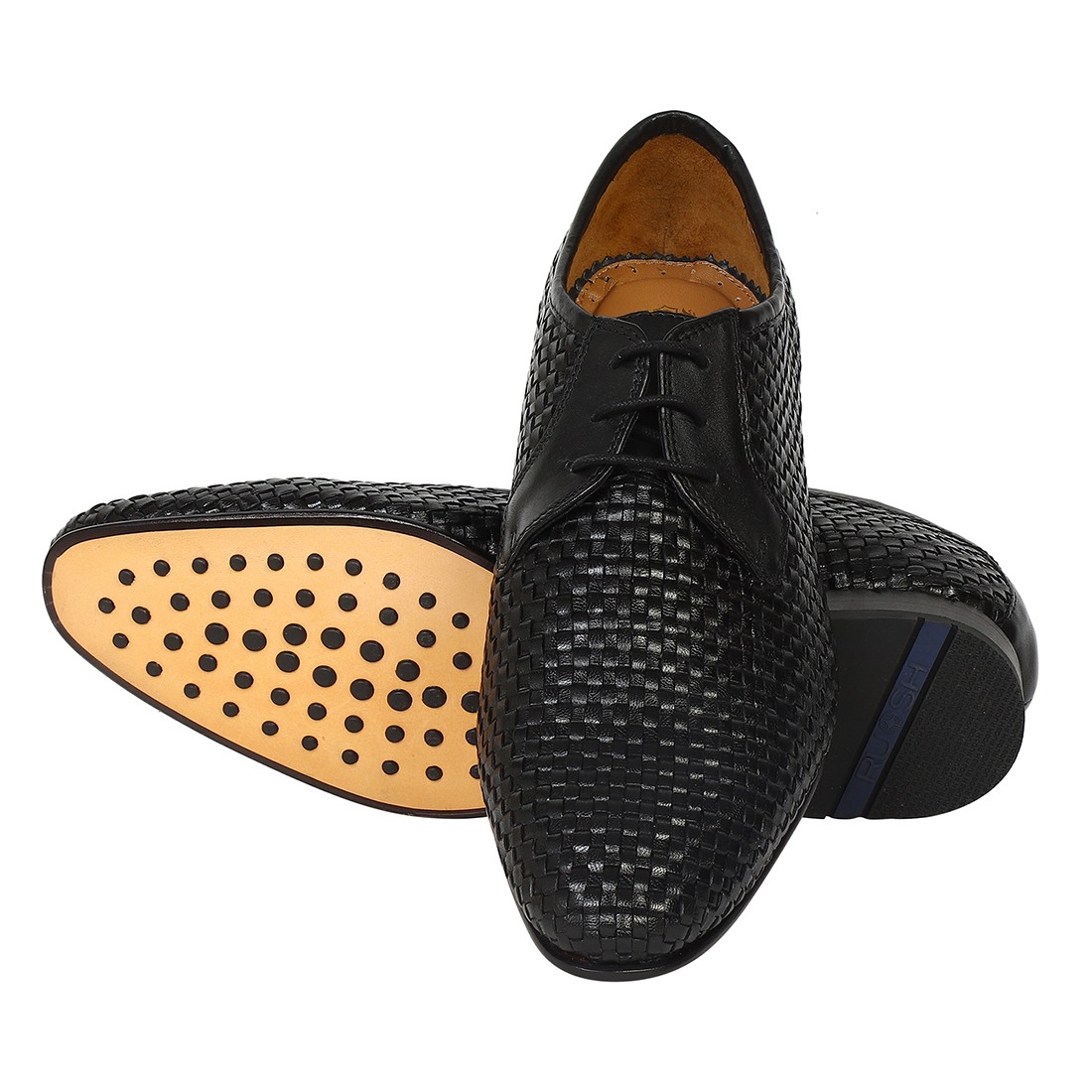 The Lando Ruosh Men Black Handwoven Derby