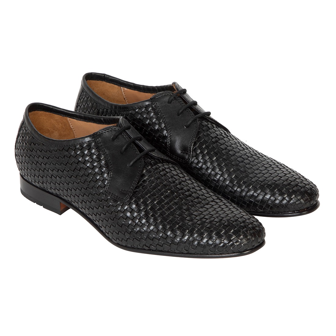 The Lando Ruosh Men Black Handwoven Derby
