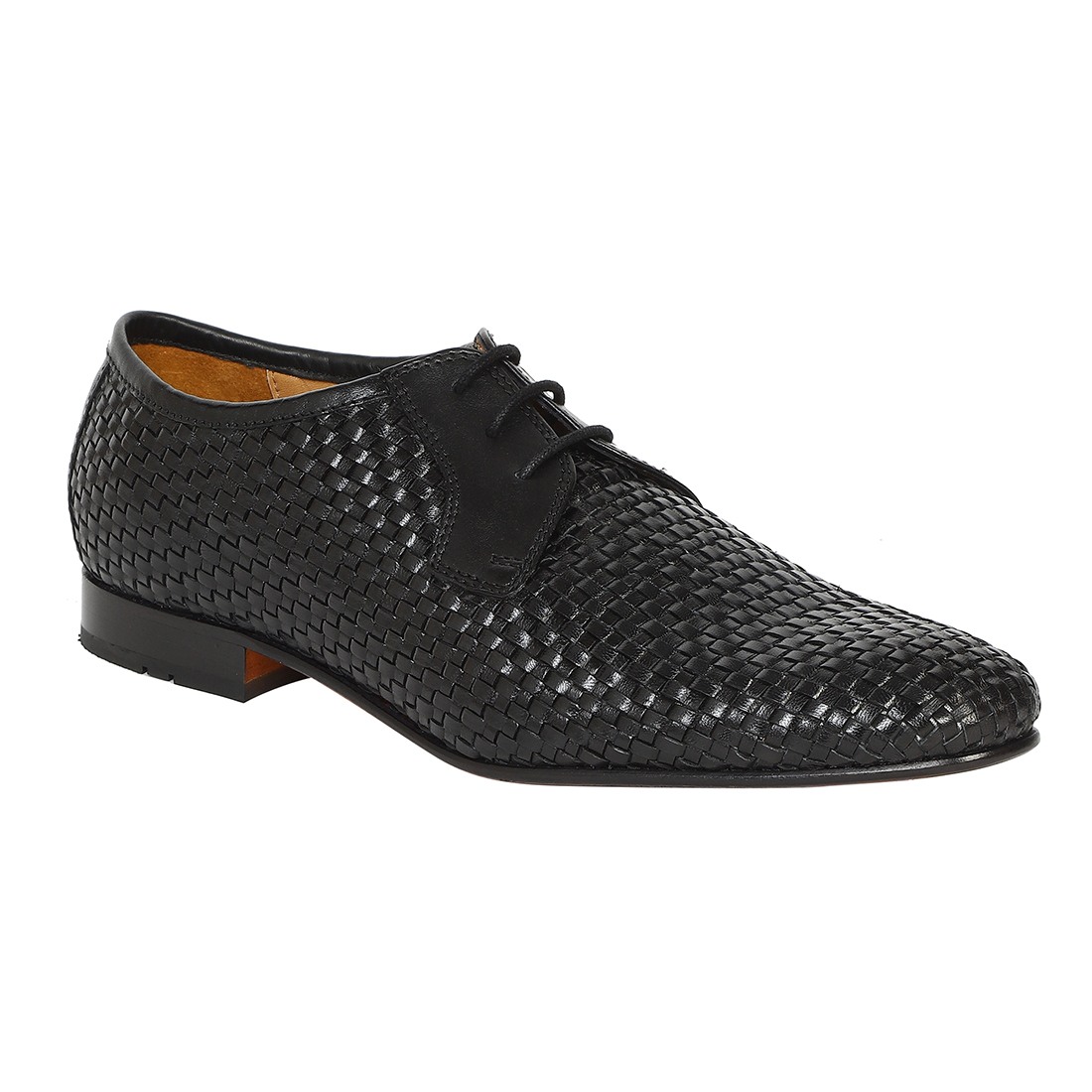 The Lando Ruosh Men Black Handwoven Derby