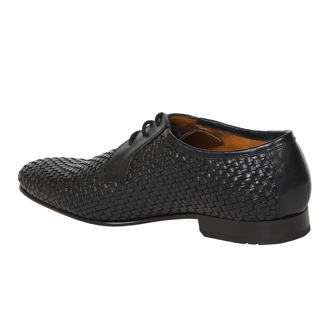 The Lando Ruosh Men Black Handwoven Derby