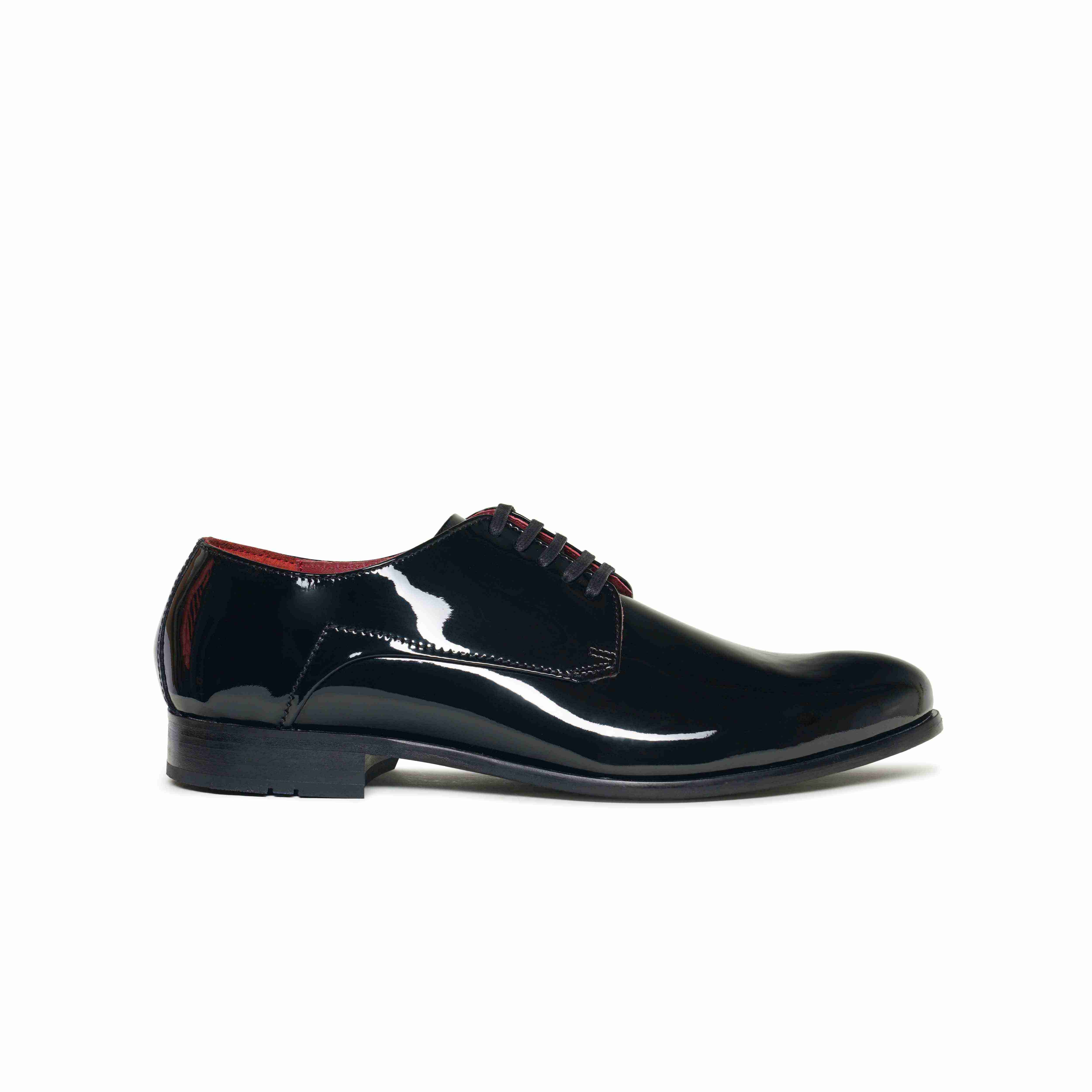 The Zeco  Ruosh Men Black Glossy Patent Derby