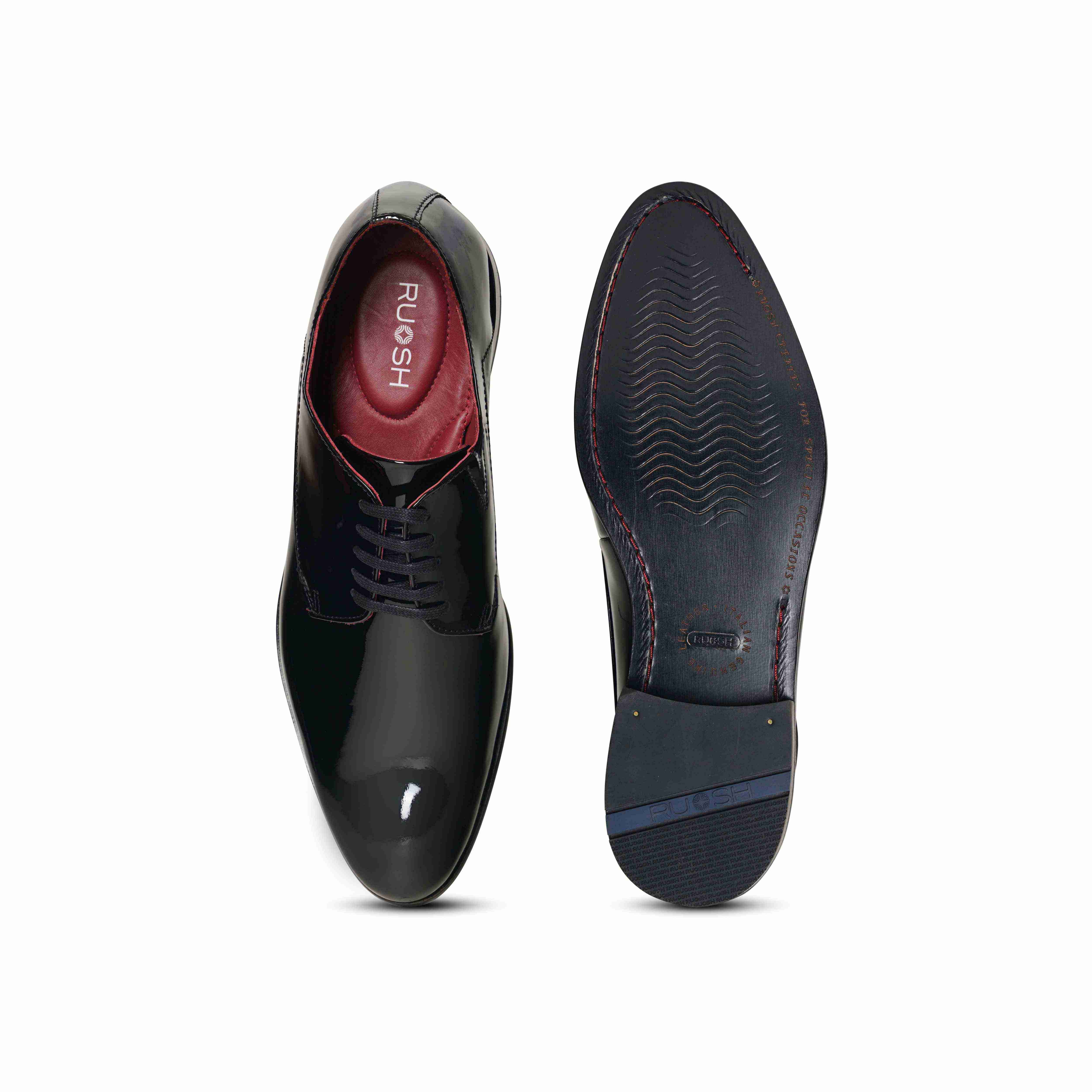 The Zeco  Ruosh Men Black Glossy Patent Derby