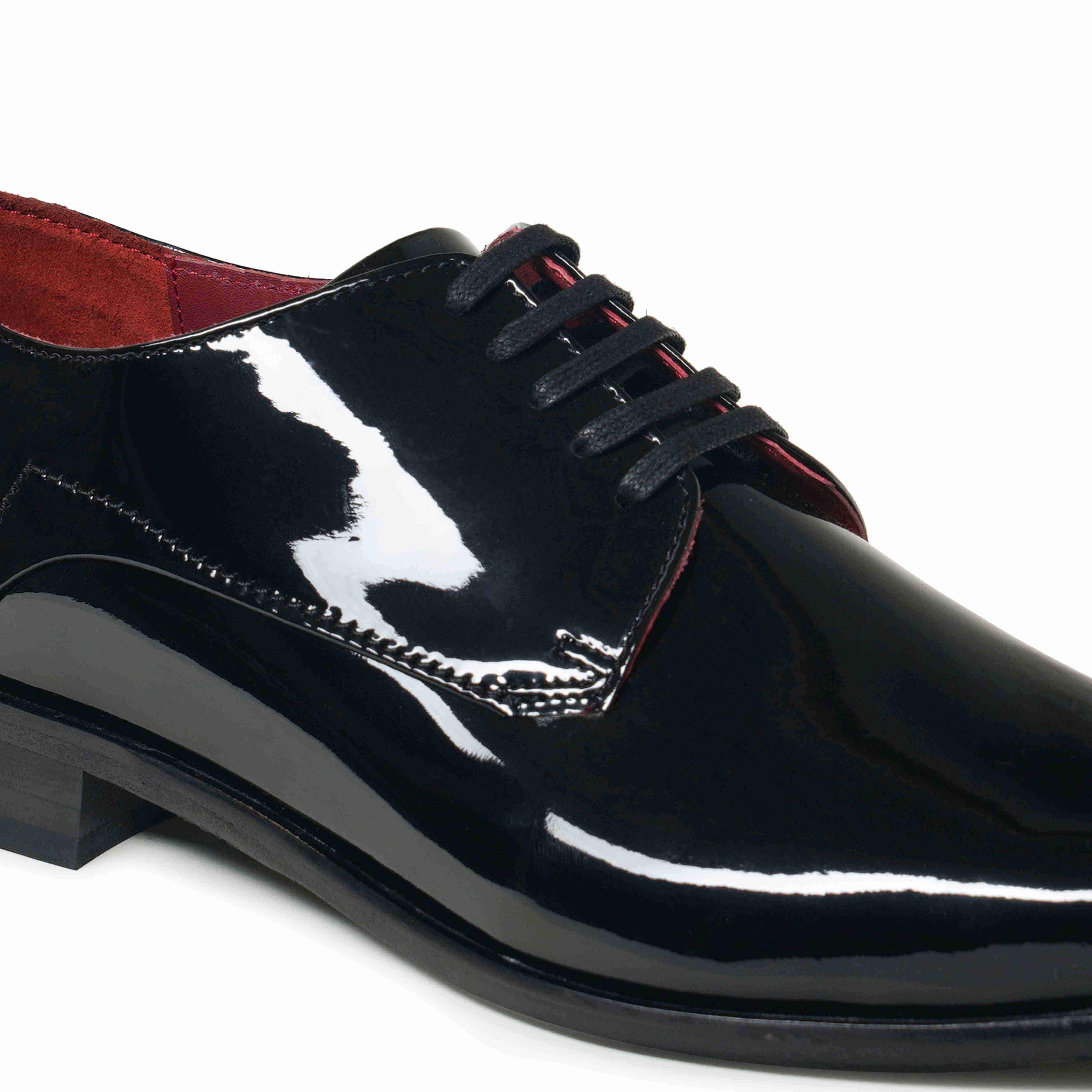 The Zeco  Ruosh Men Black Glossy Patent Derby