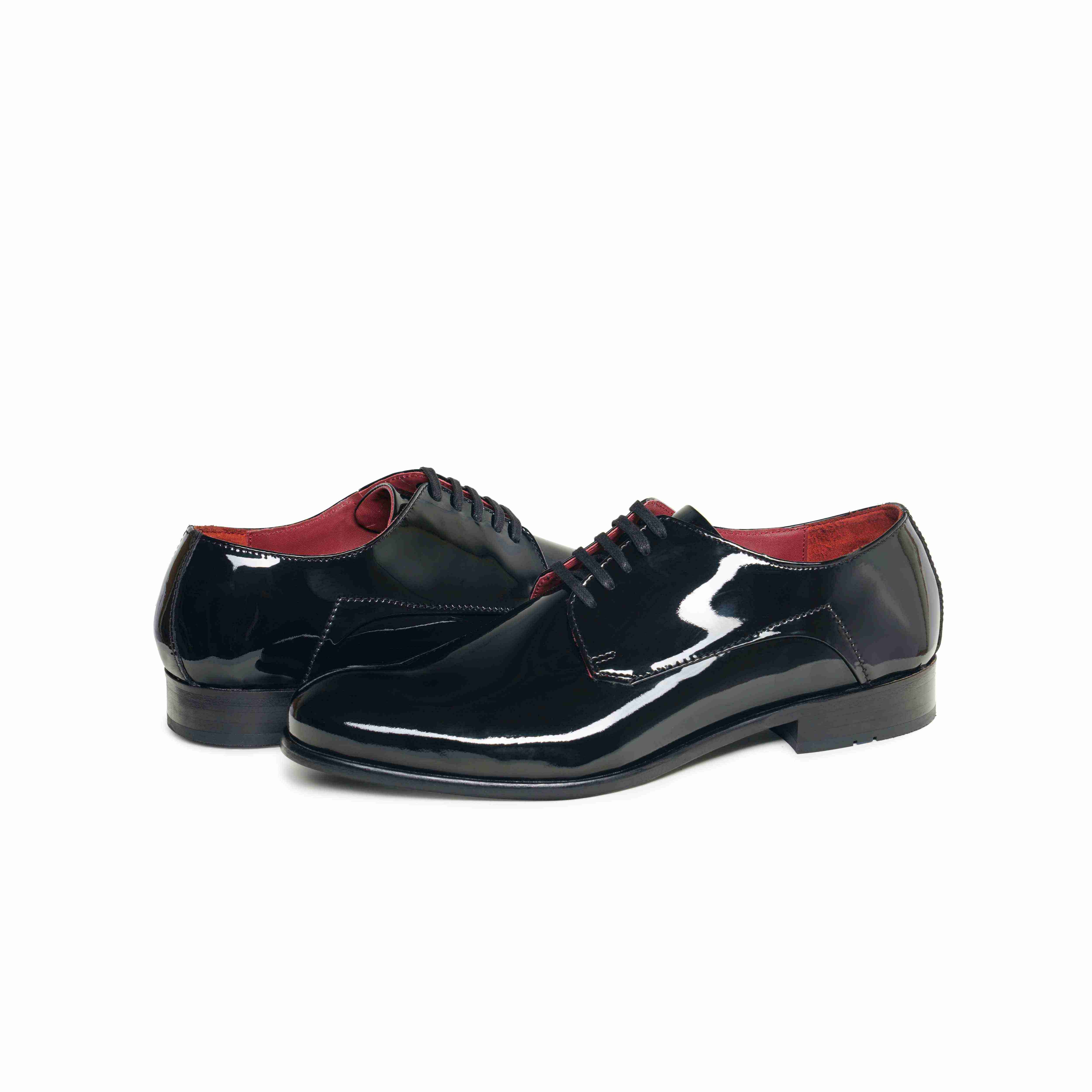 The Zeco  Ruosh Men Black Glossy Patent Derby