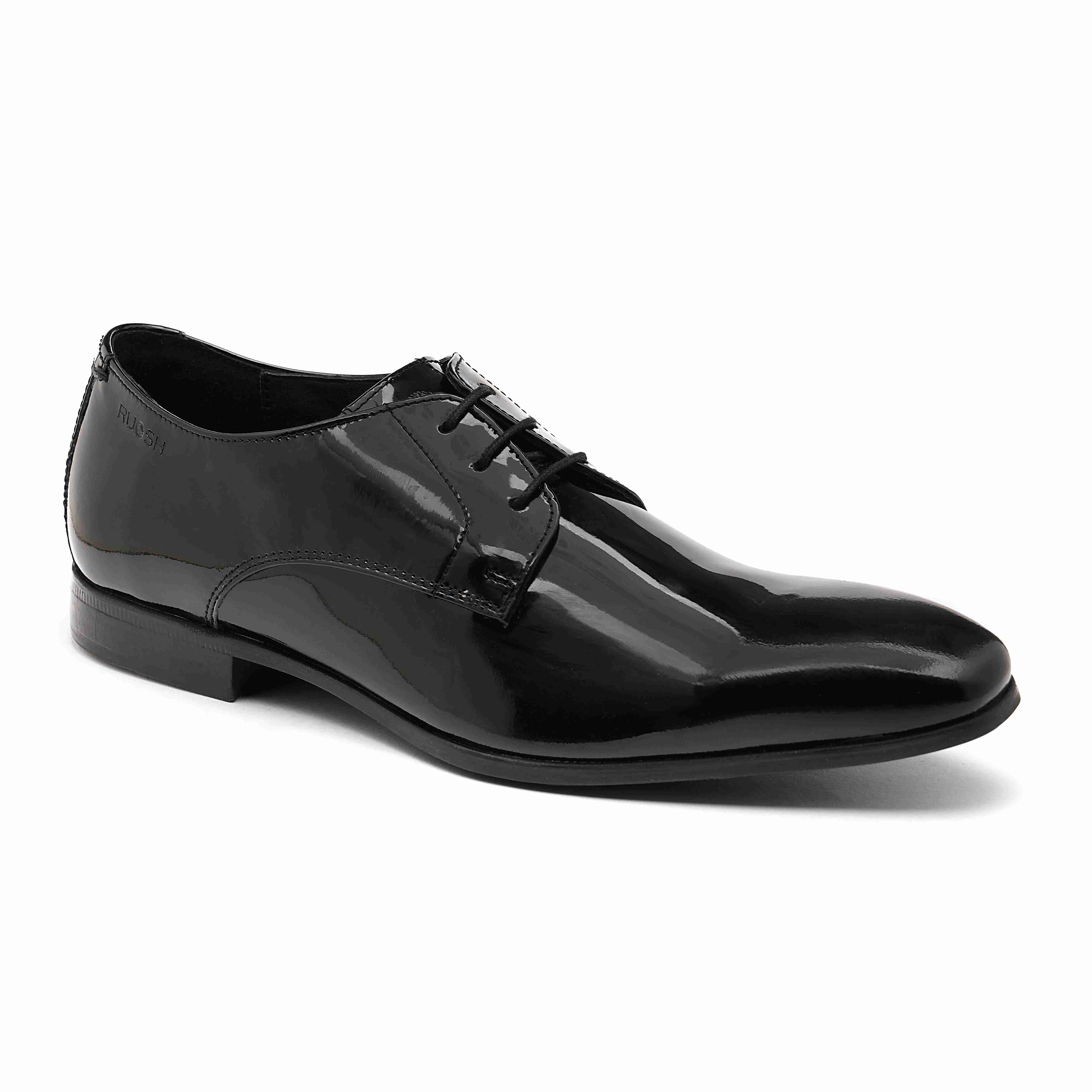 The King Ruosh Men Black Glossy Patent Derby