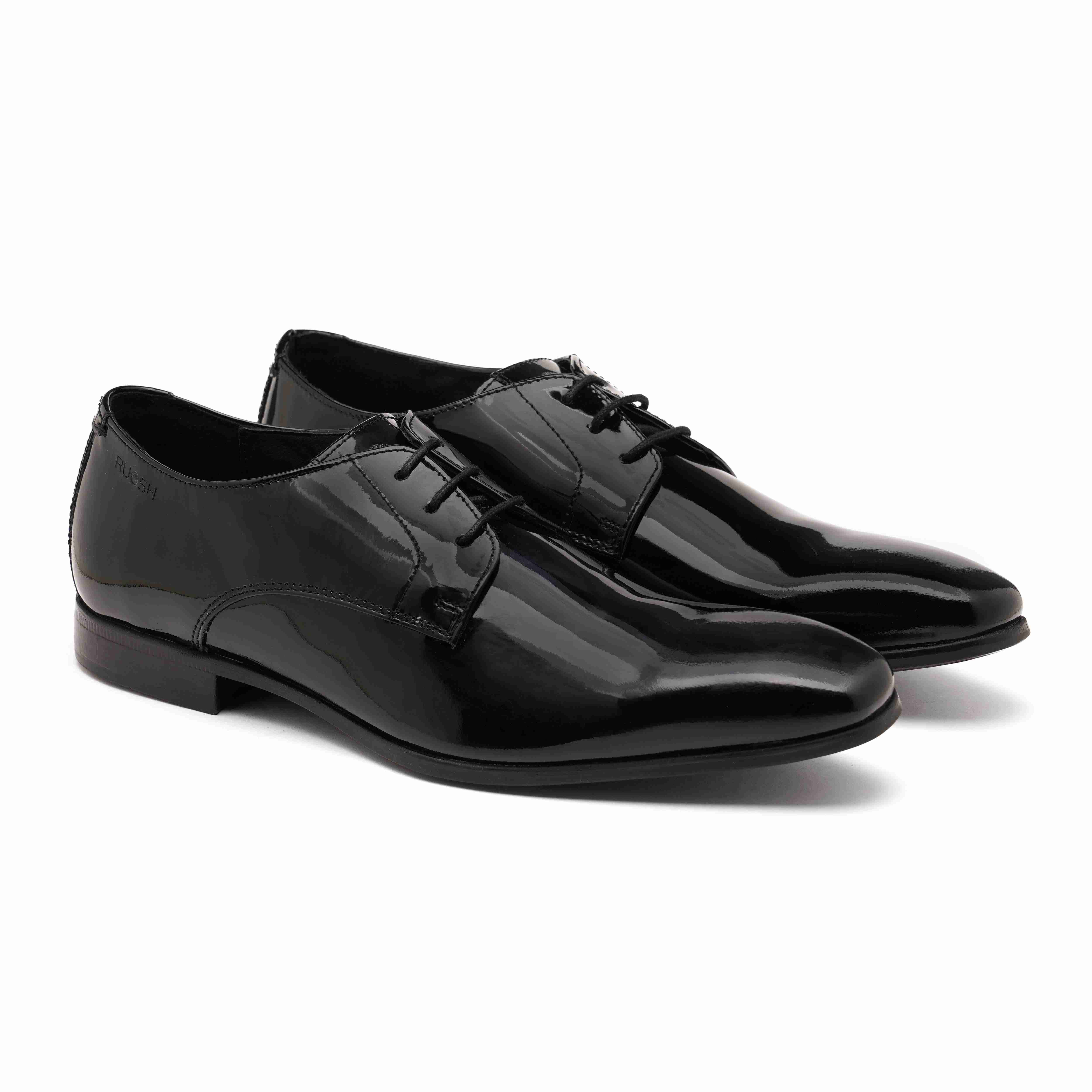 The King Ruosh Men Black Glossy Patent Derby