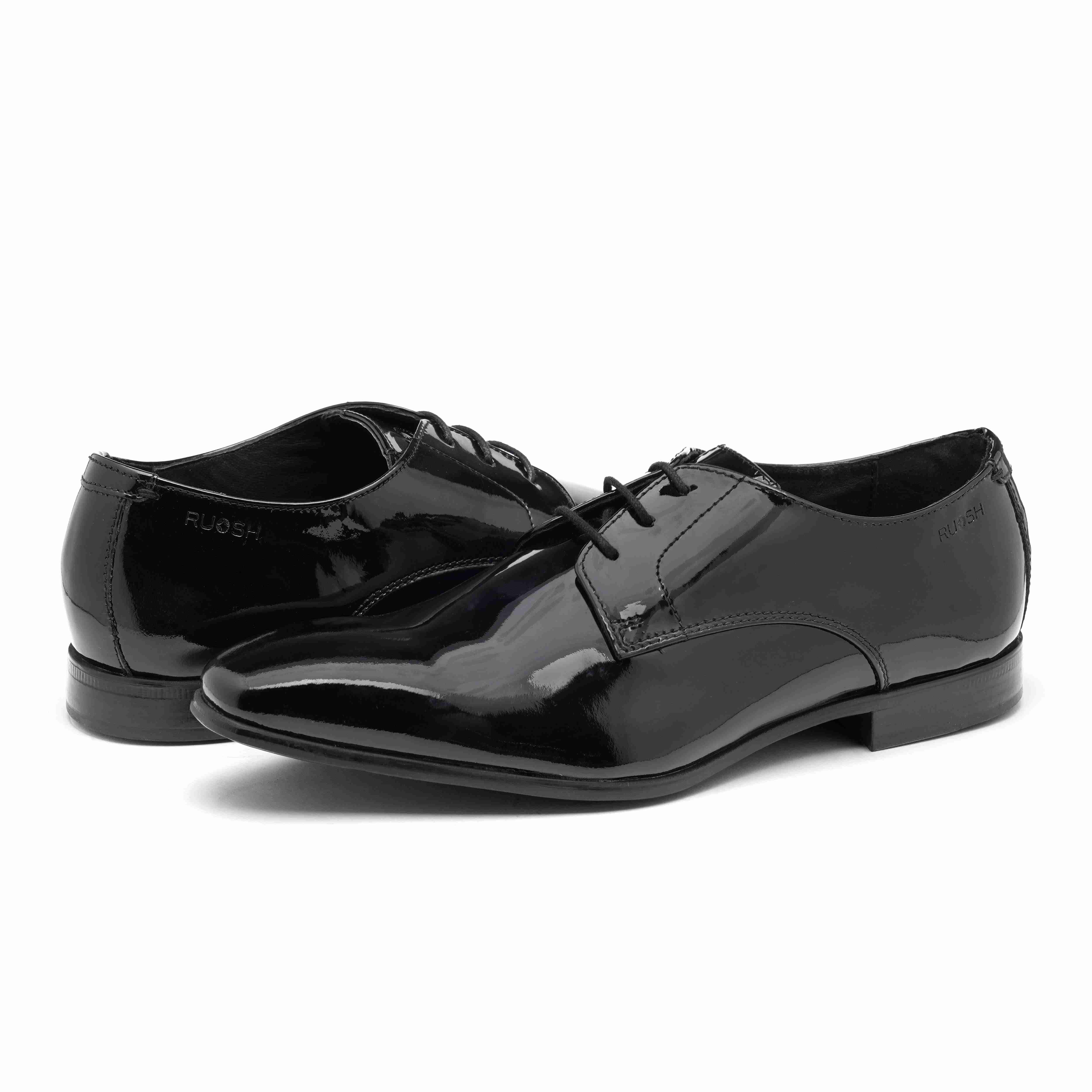 The King Ruosh Men Black Glossy Patent Derby