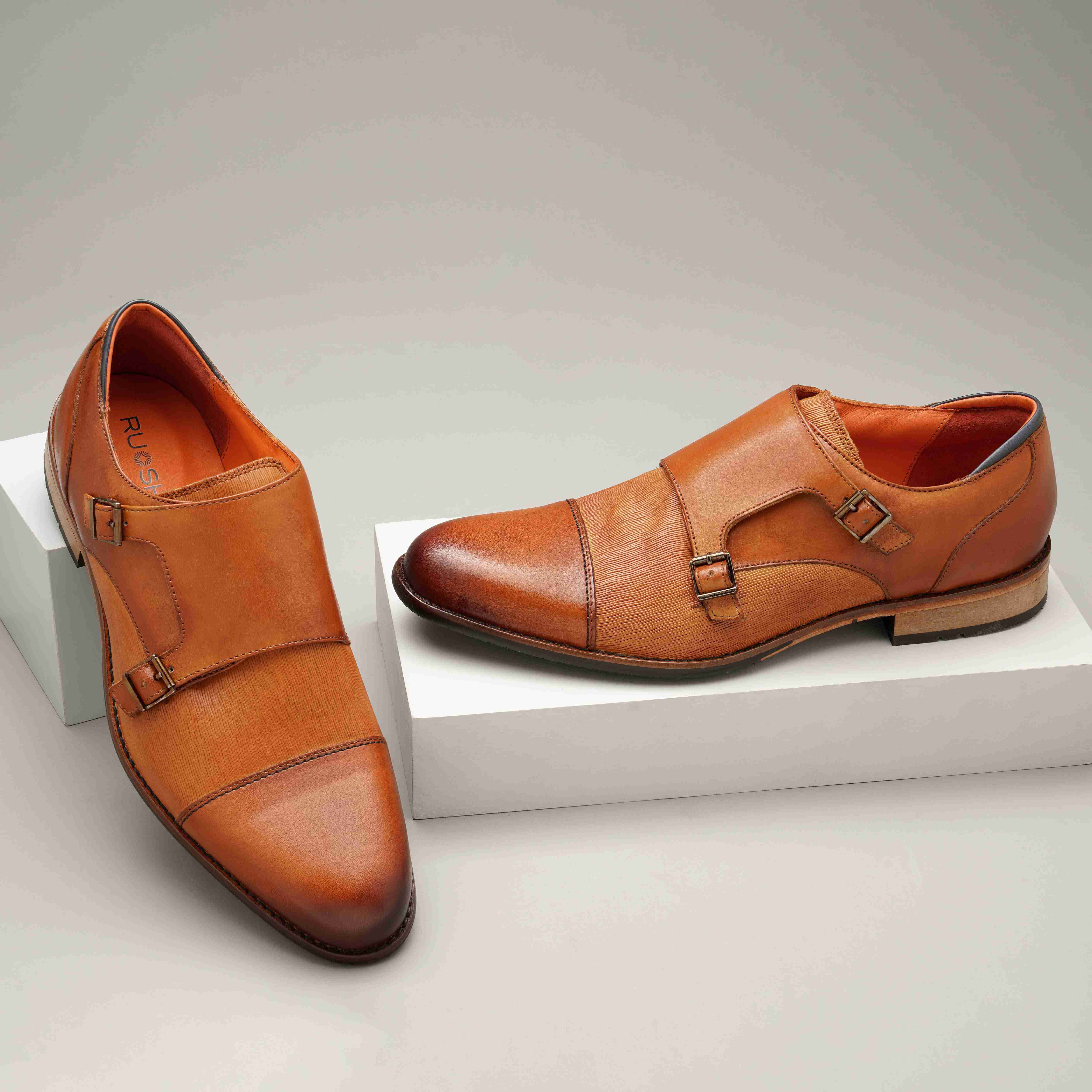 The Adon Ruosh Men Tan Occasion Double Monk