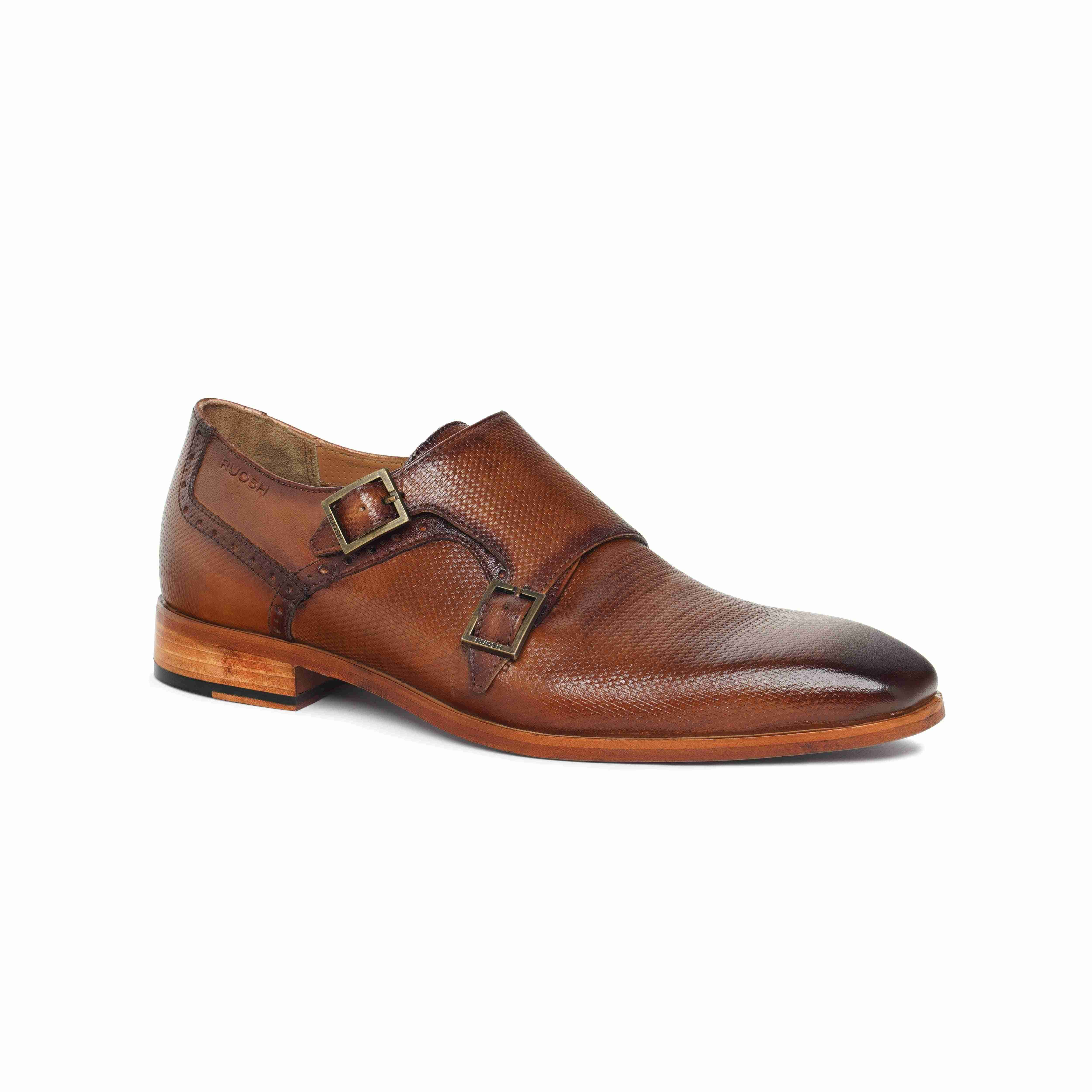 The King Ruosh Men Tan Formal Double Monk