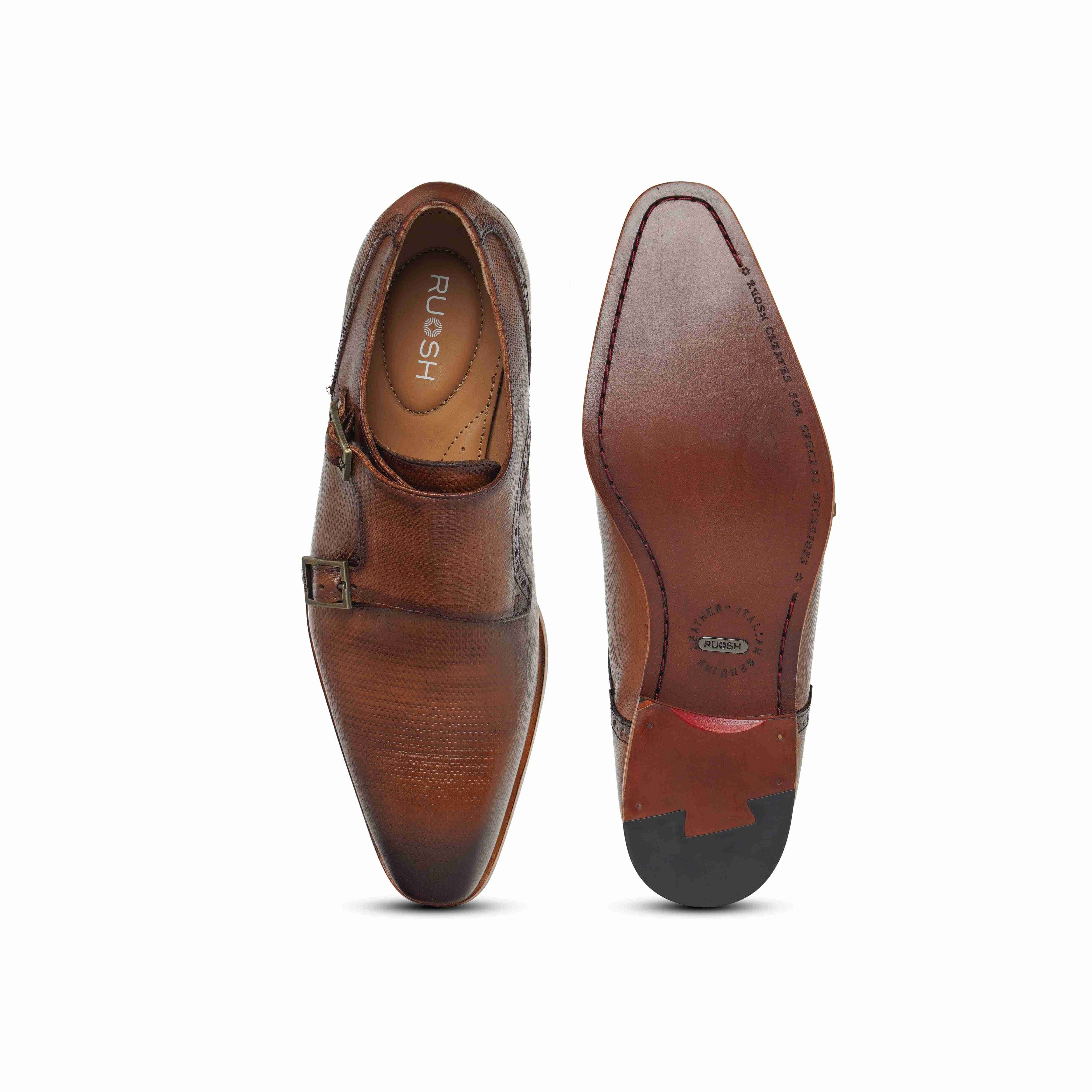 The King Ruosh Men Tan Formal Double Monk
