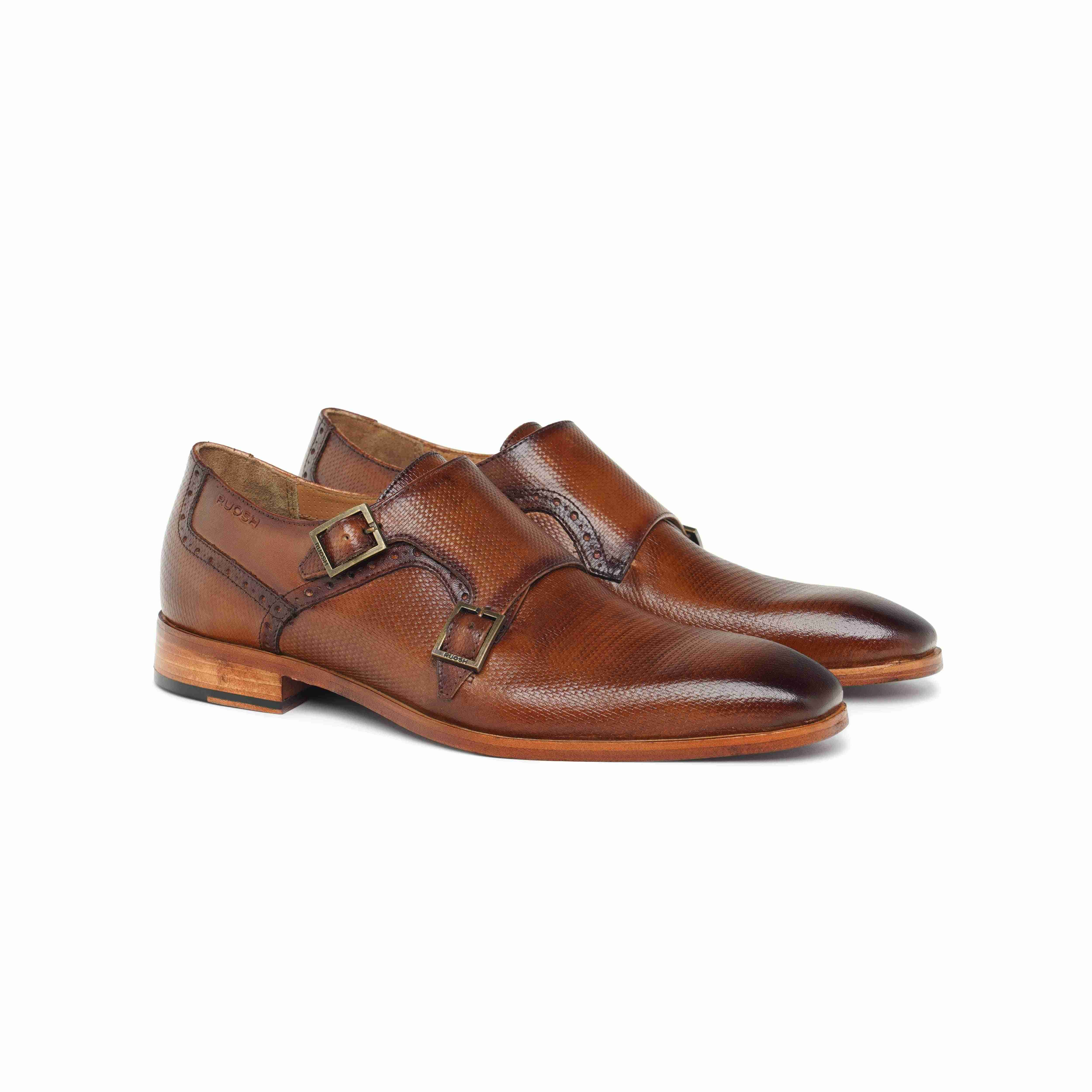 The King Ruosh Men Tan Formal Double Monk