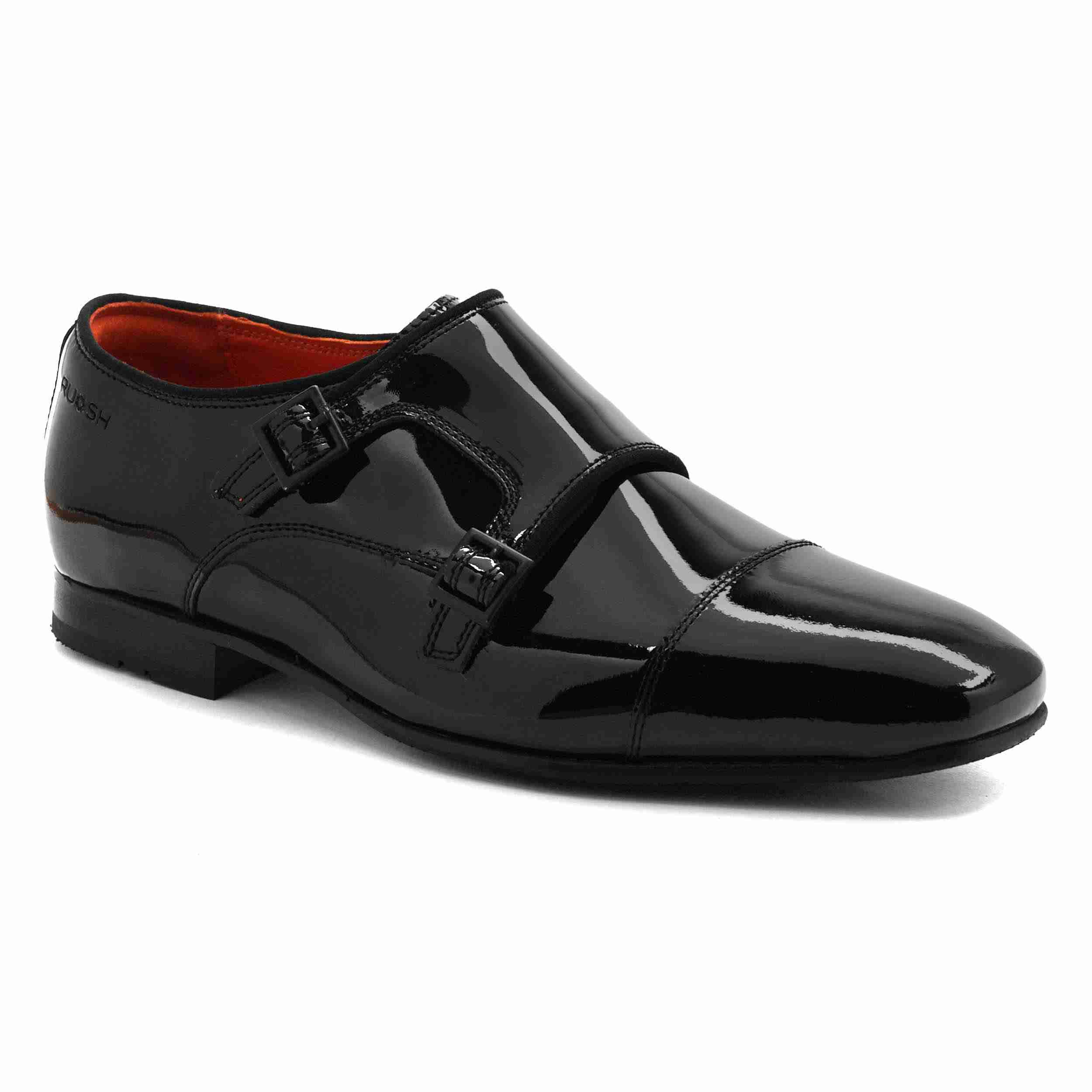 The Dean Ruosh Men Black Glossy Patent Double Monk