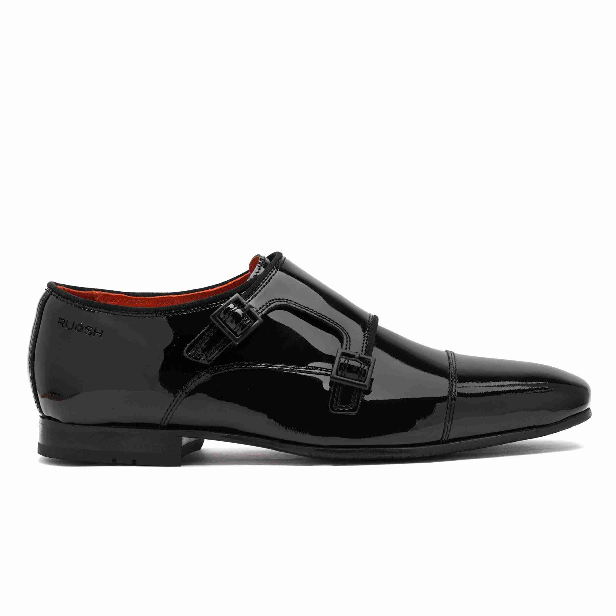 The Dean Ruosh Men Black Glossy Patent Double Monk