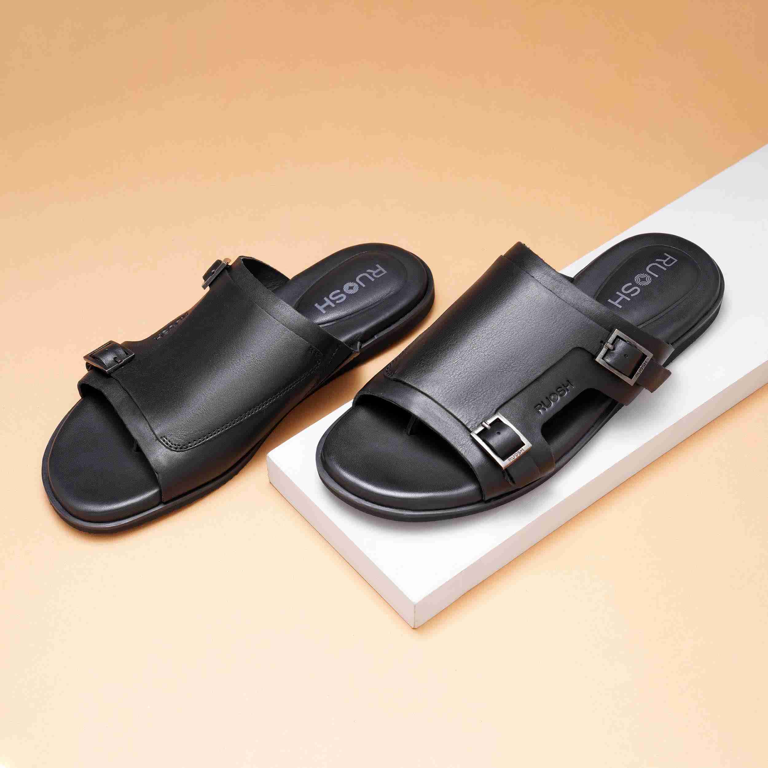 The Harvey Ruosh Men Black Monk Strap Slipper