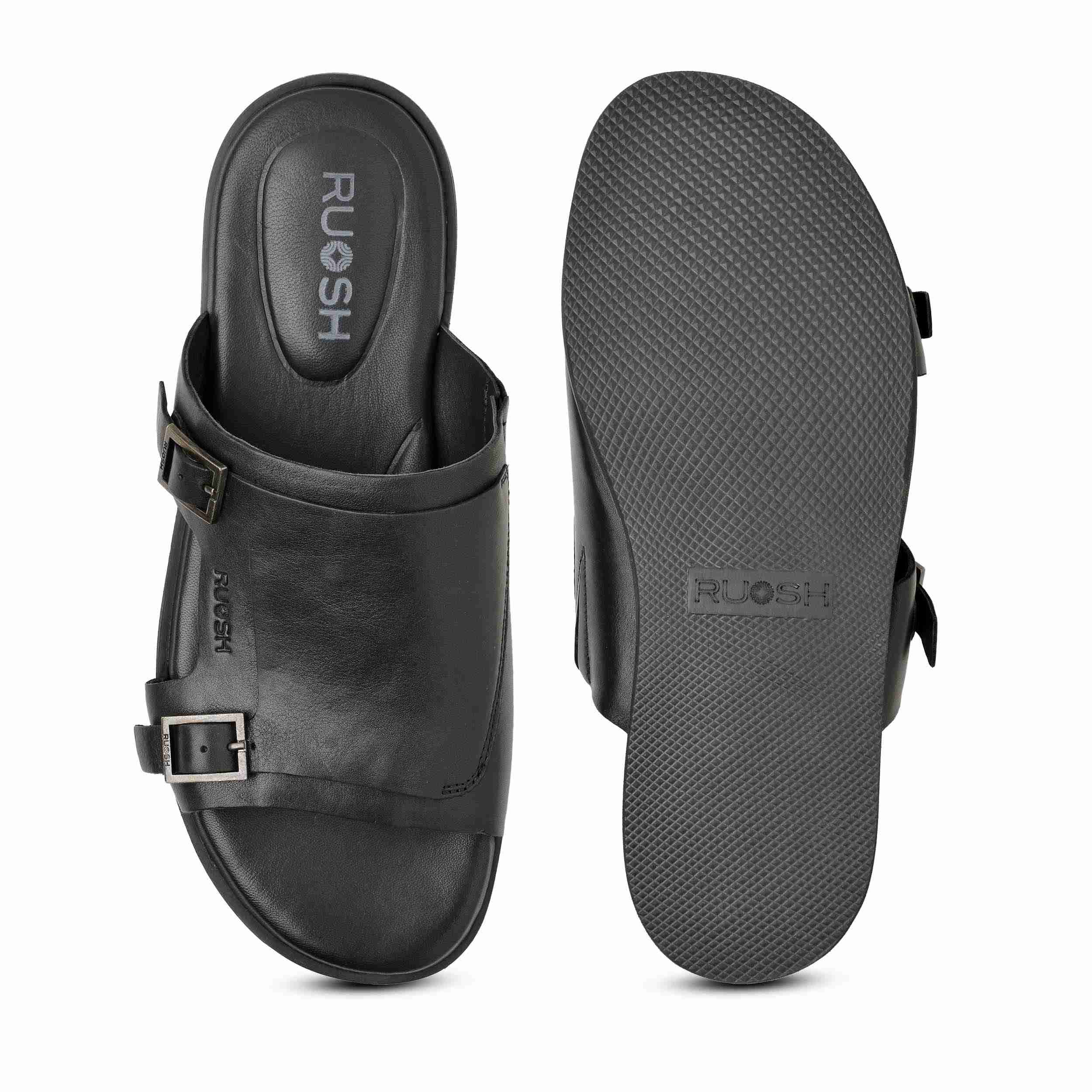 The Harvey Ruosh Men Black Monk Strap Slipper