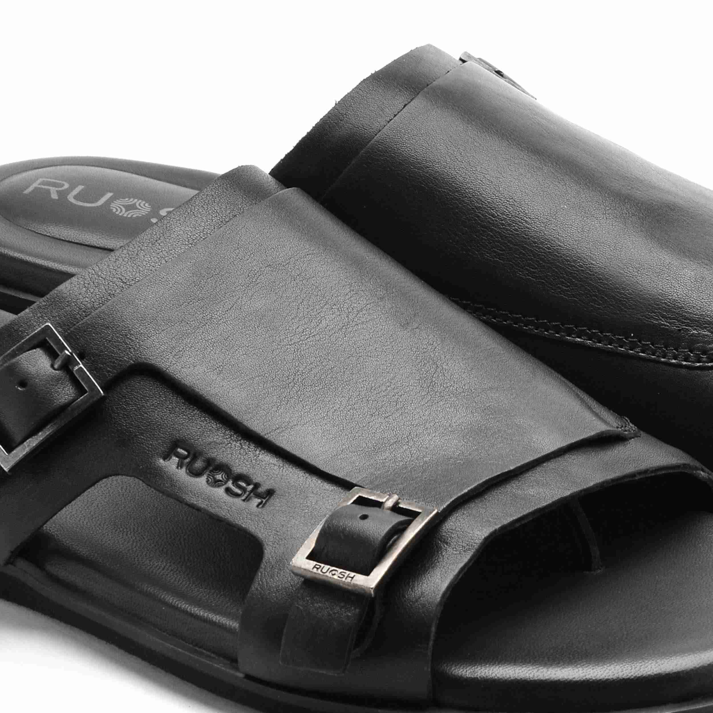 The Harvey Ruosh Men Black Monk Strap Slipper