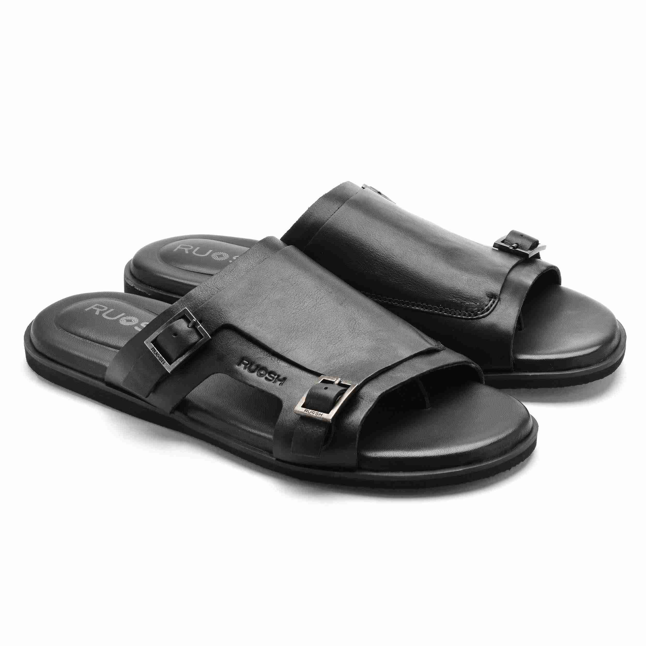 The Harvey Ruosh Men Black Monk Strap Slipper
