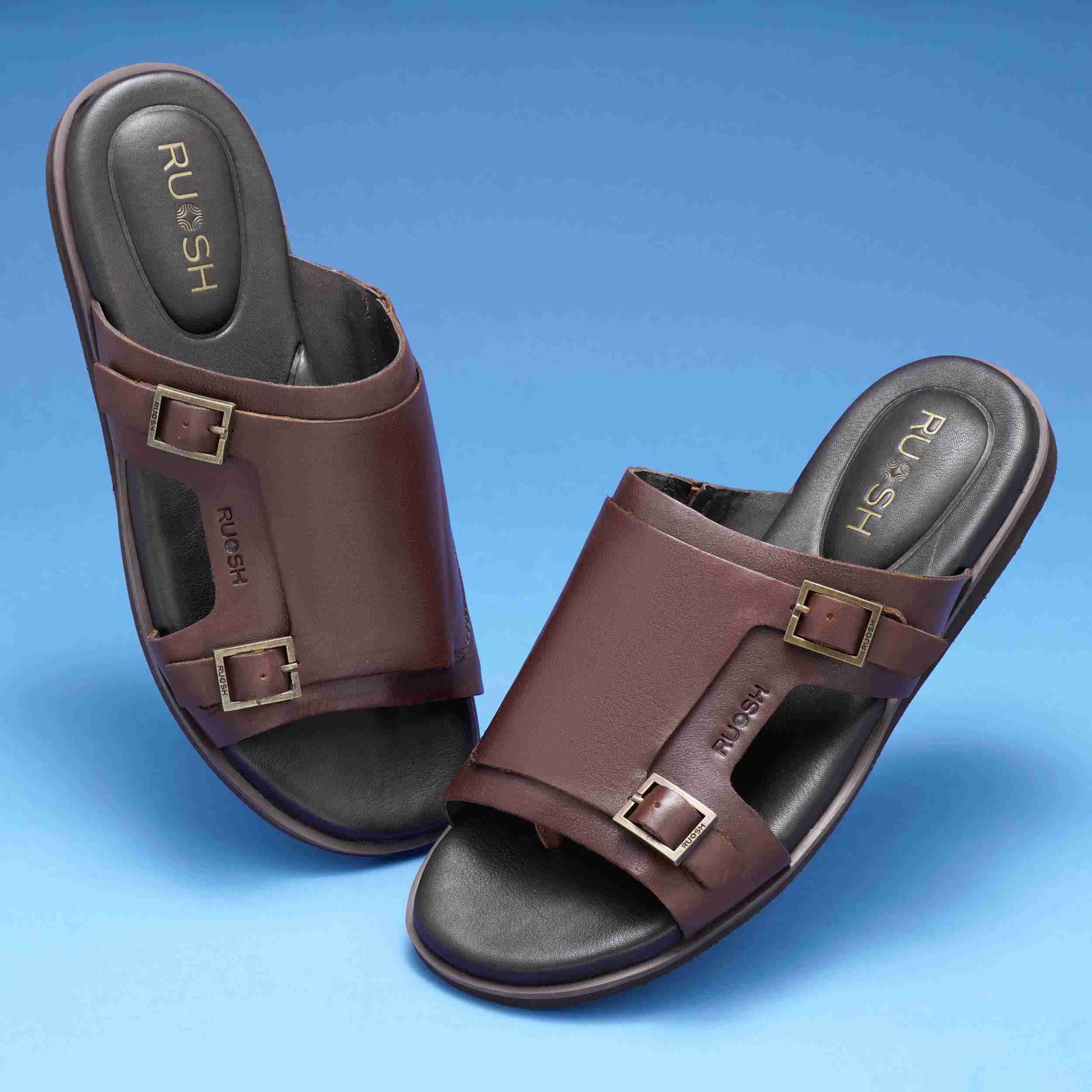 The Harvey Ruosh Men Tan Monk Strap Slipper