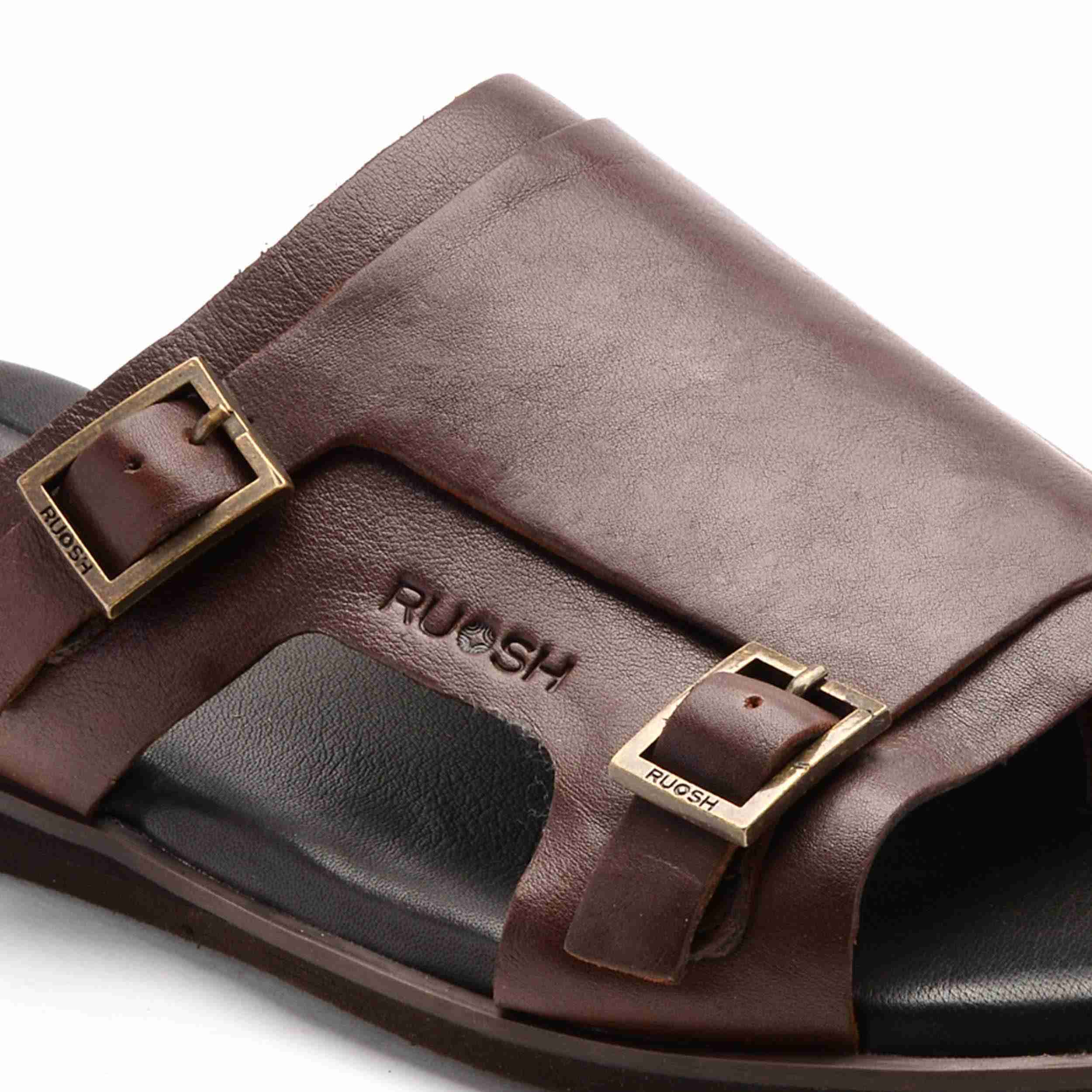 The Harvey Ruosh Men Tan Monk Strap Slipper
