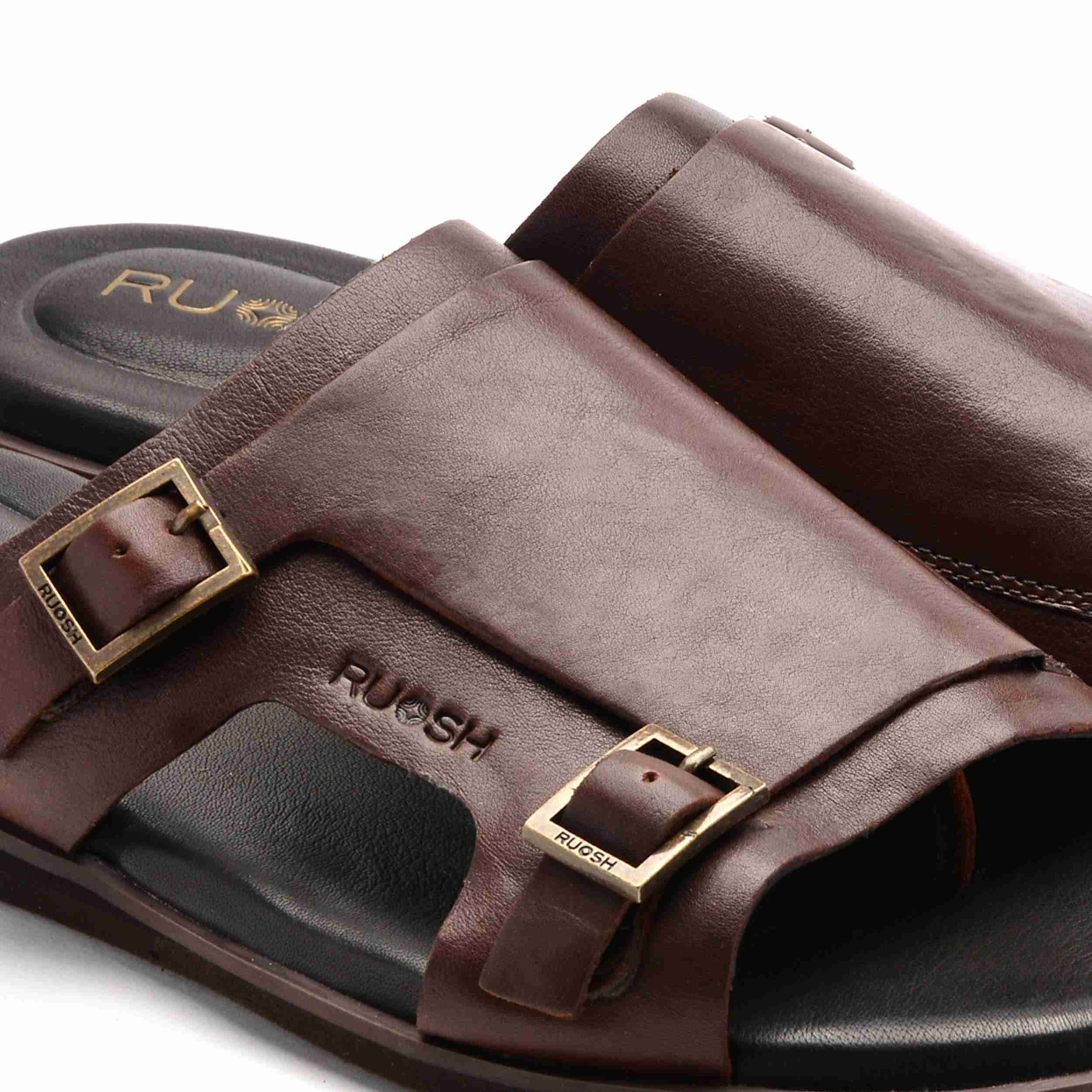 The Harvey Ruosh Men Tan Monk Strap Slipper