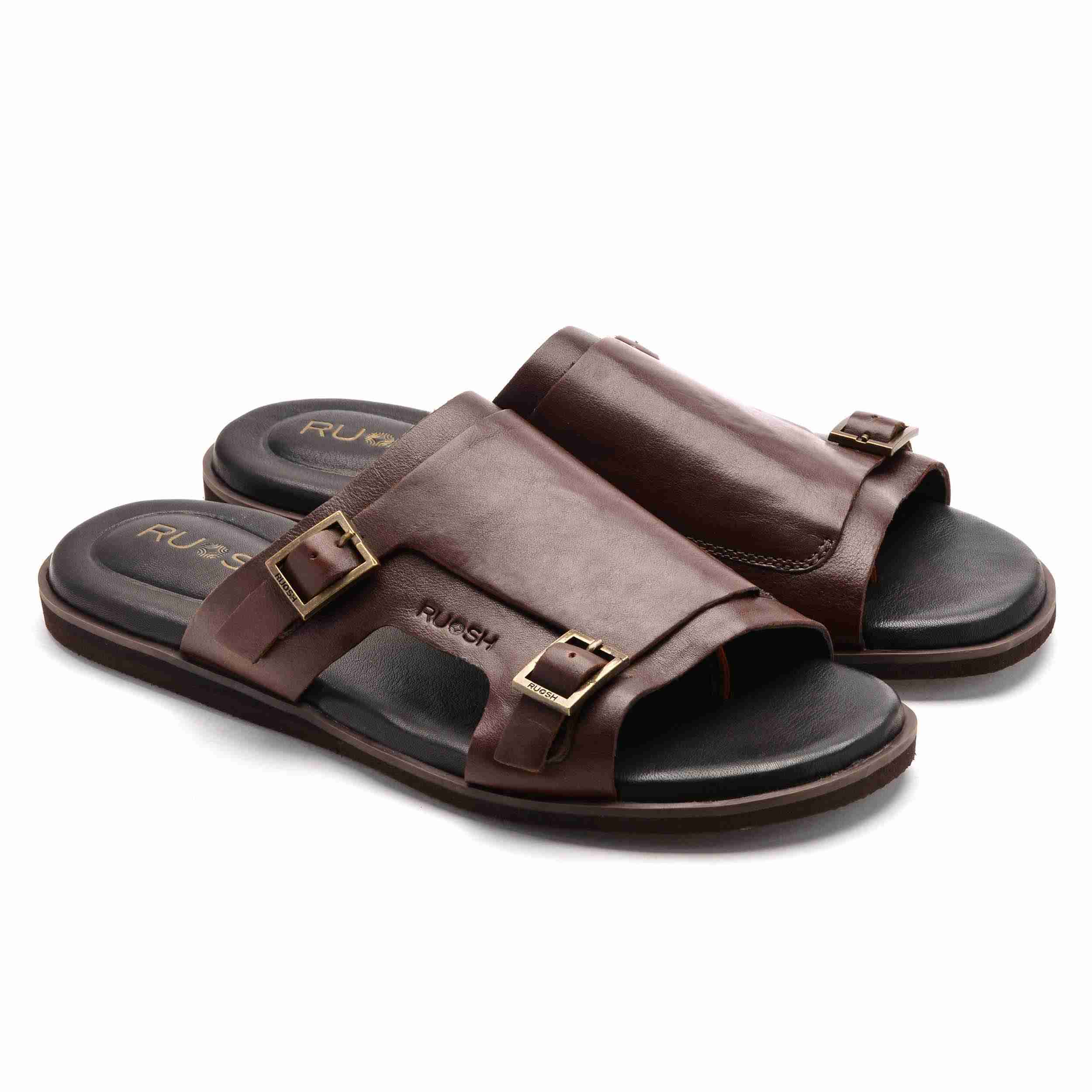 The Harvey Ruosh Men Tan Monk Strap Slipper